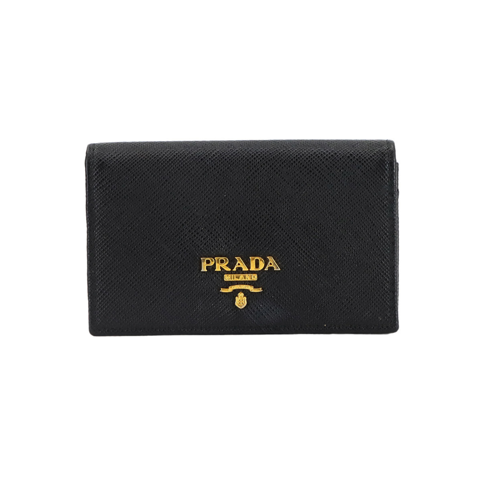 Prada Card Case, Saffiano Leather, Nero Black, Gold Hardware, 1MC122