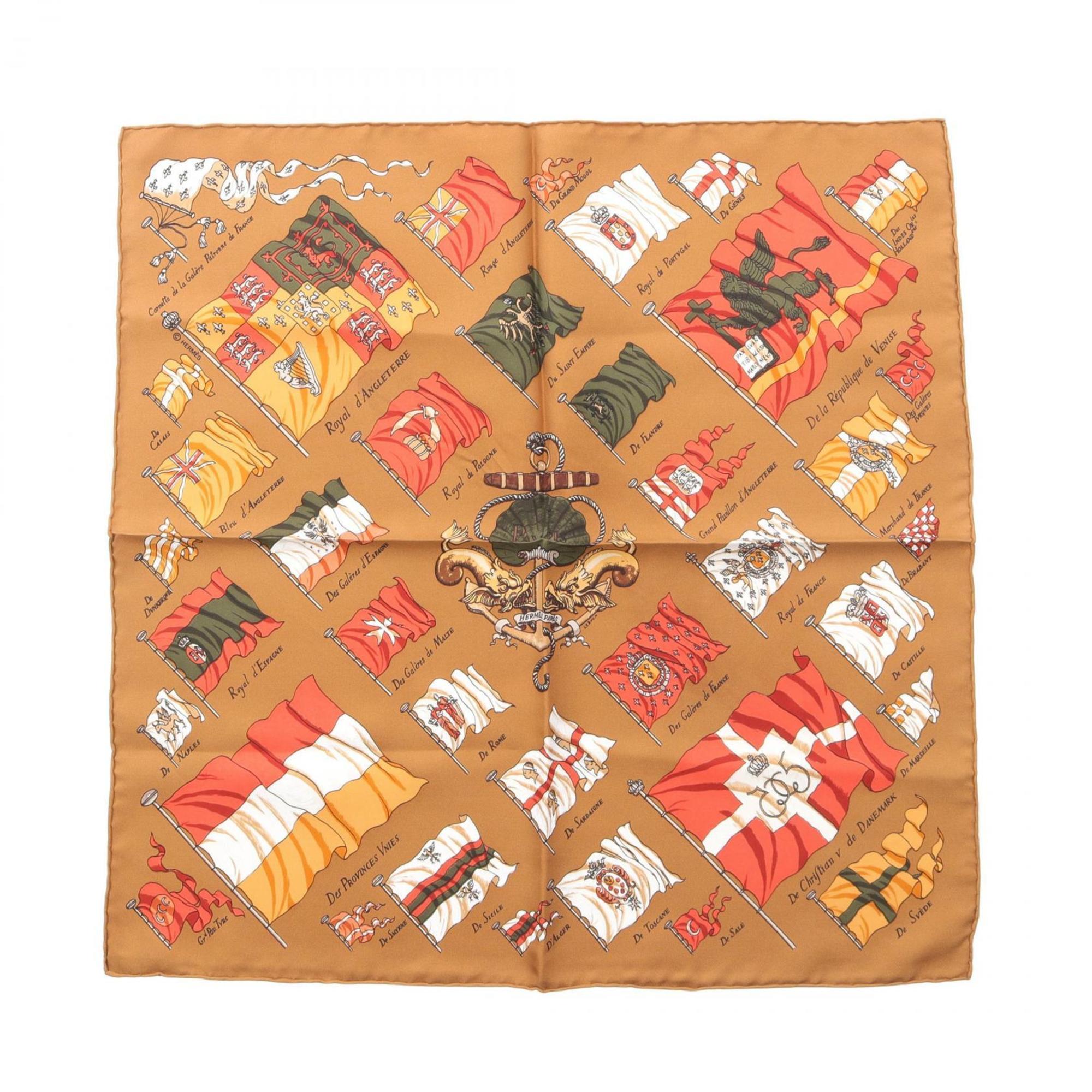 Hermes HermÃ¨s Petit CarrÃ© 45 PAVOIS Silk Scarf for Women, Brown Multicolor
