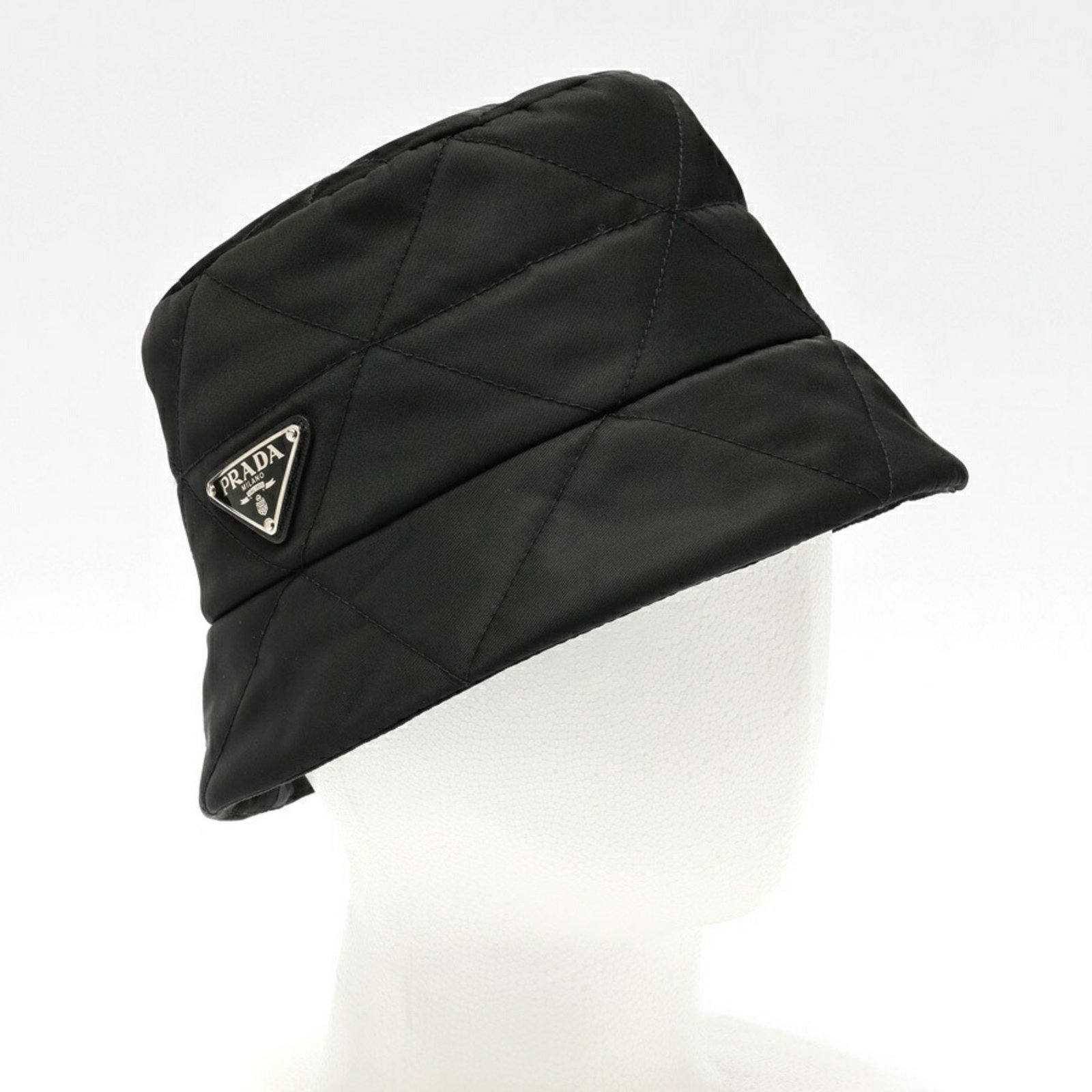 PRADA Re-Nylon Bucket Hat 1HC325 Quilted Nylon Black # M S-158763