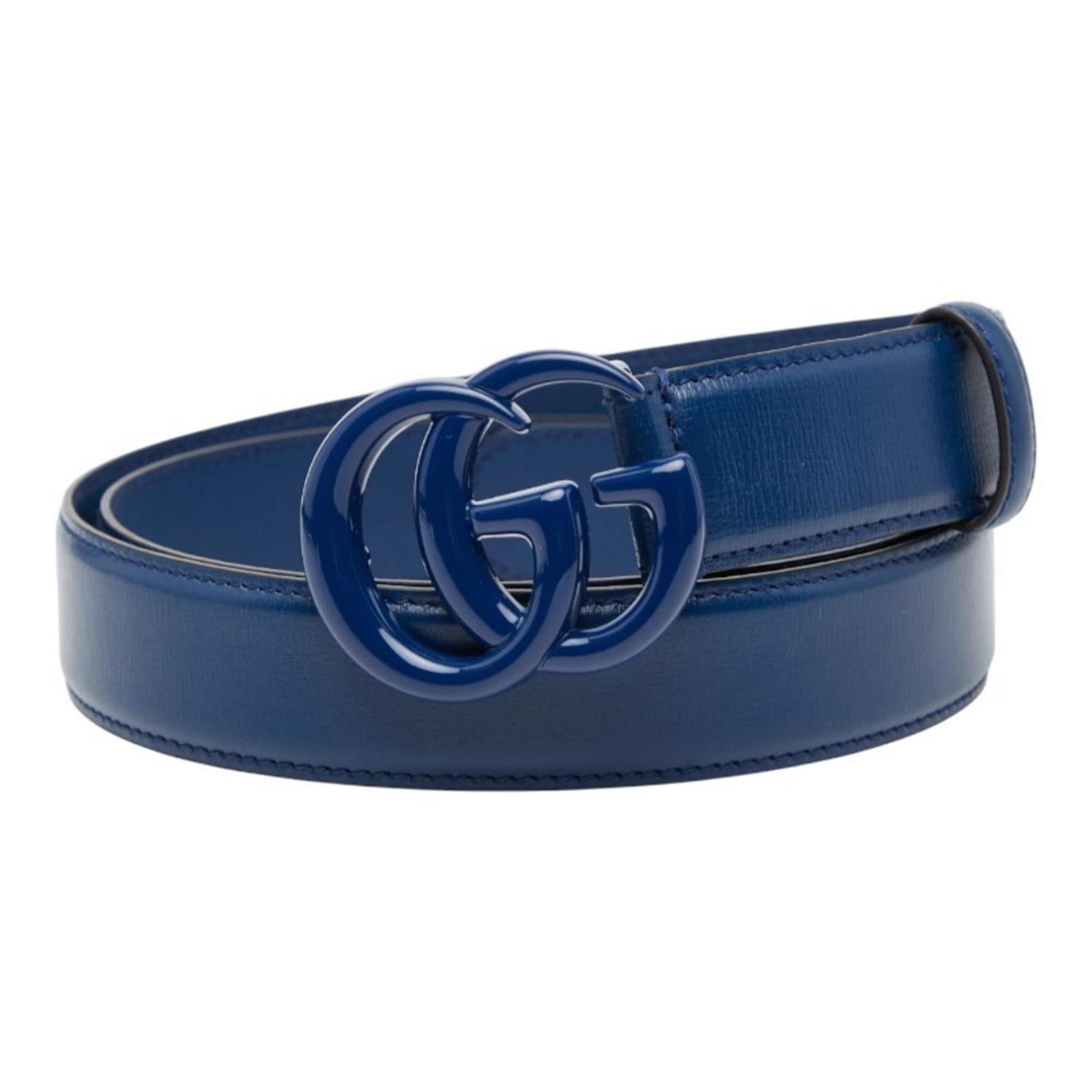 Gucci GG Marmont Belt, Size 100, 40, Blue Leather, Men’s, GUCCI