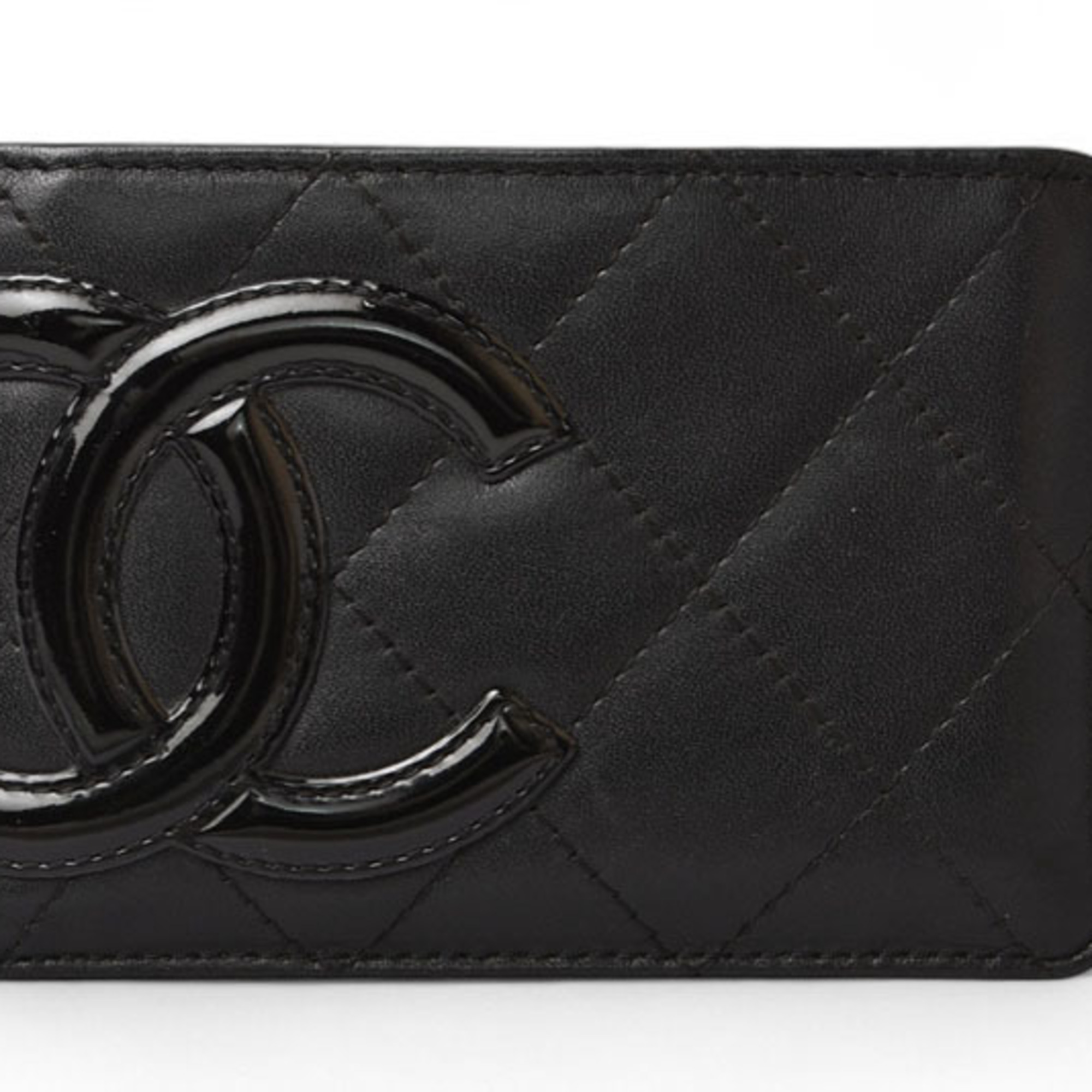 CHANEL Card Case Business Holder Cambon Line Leather Black