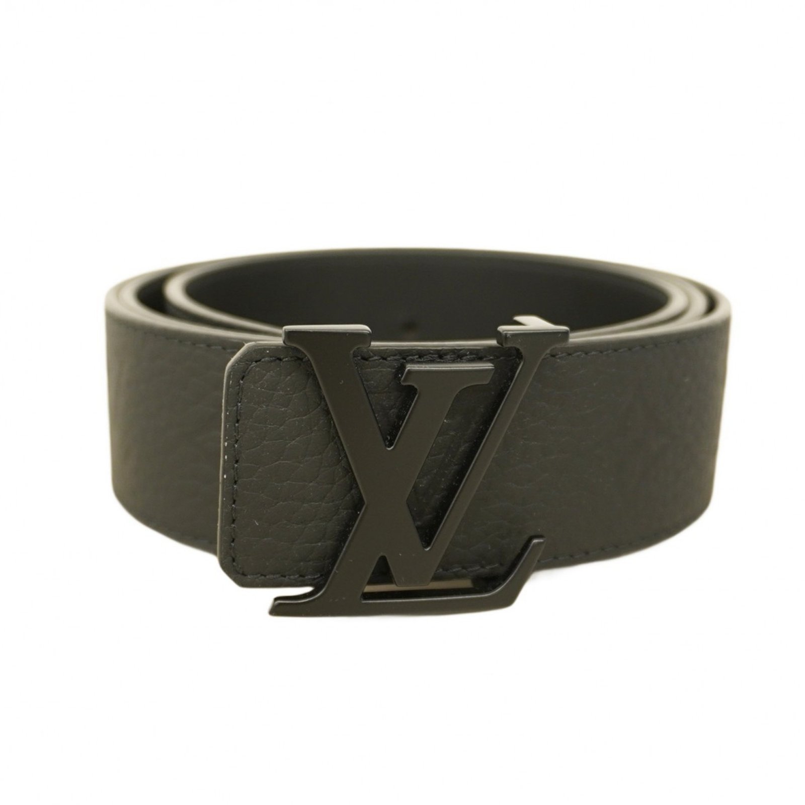 Louis Vuitton Monogram Taurillon Belt with LV Initials, 40mm, Reversible, M4487, Black, Men’s