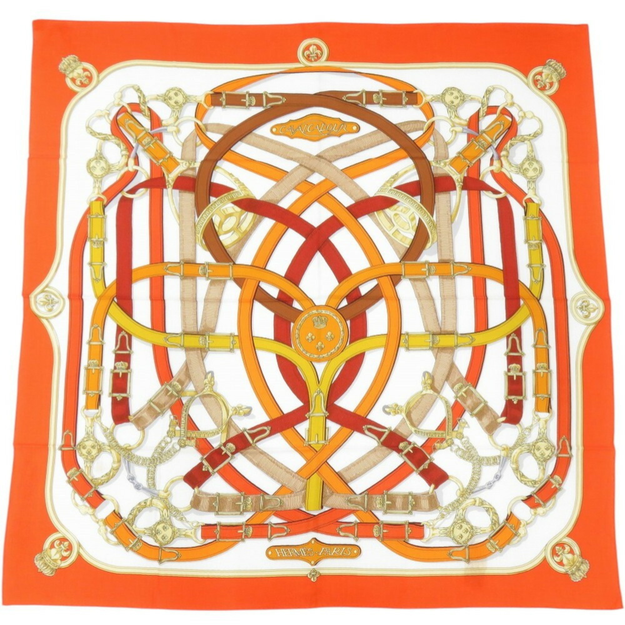 Like new HermÃ¨s Carre Jean 140 CAVALCADOUR cashmere and silk multicolor scarf/muffler 1564HERMES