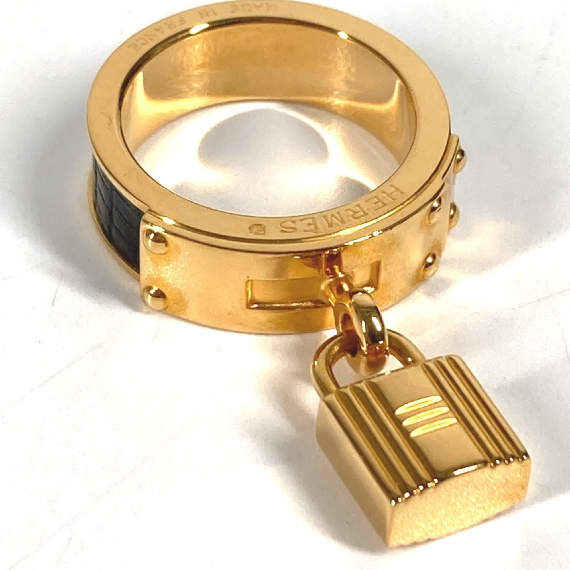 HERMES Kelly Cadena Padlock Accessory Scarf Ring Metal Leather Men’s Women’s Gold