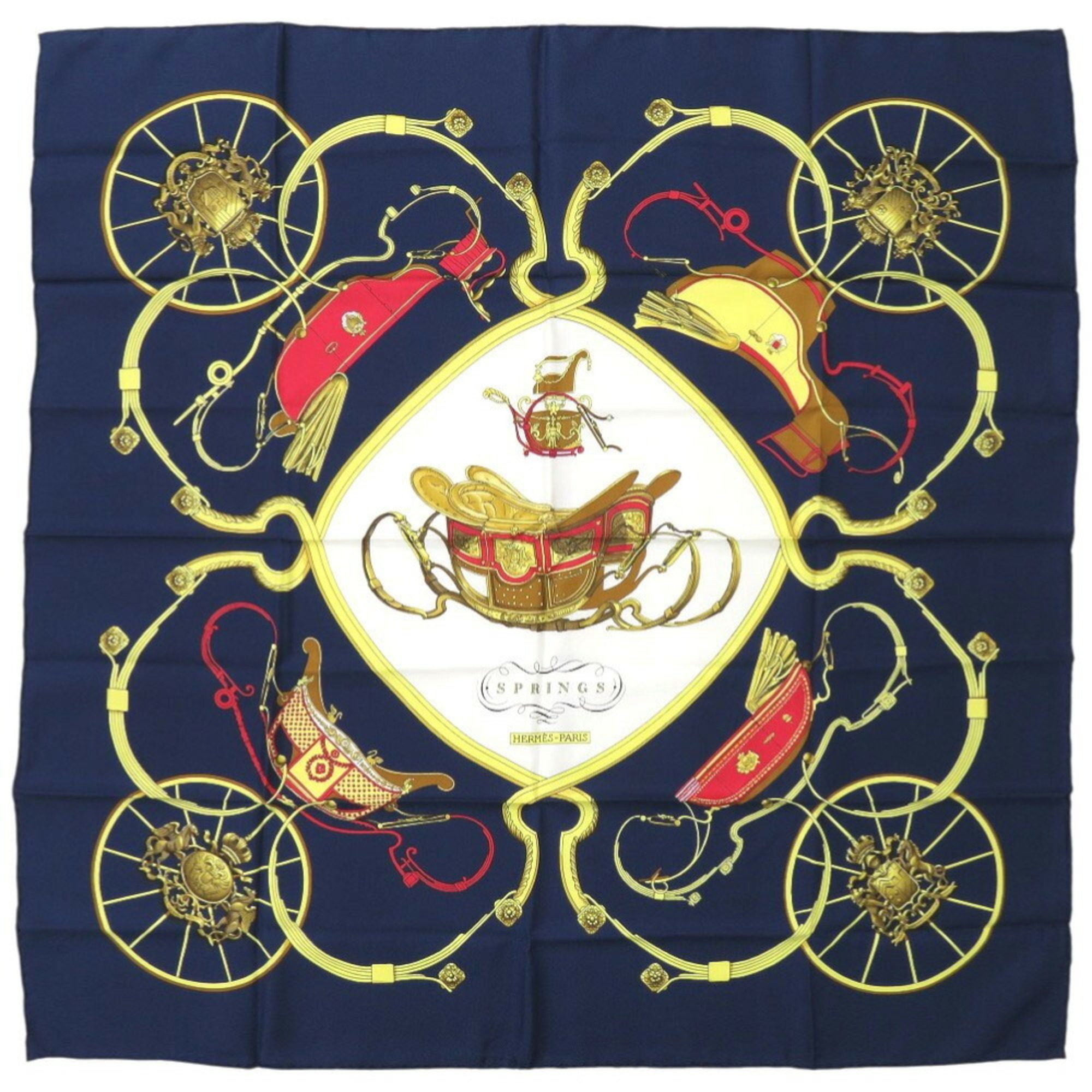 Hermes Carre 90 SPRINGS Silk Multicolor Scarf Muffler 0777HERMES