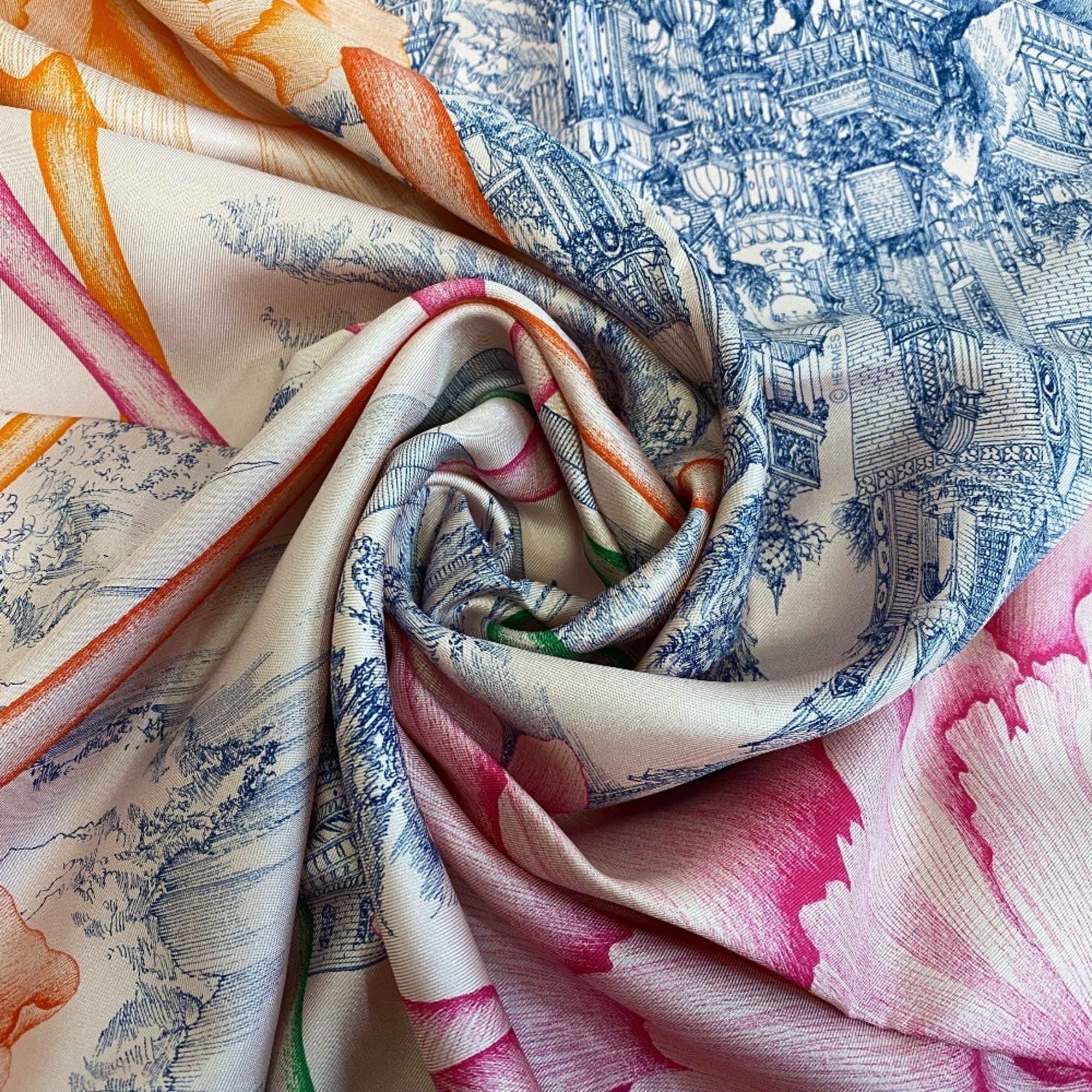 HERMES CarrÃ© 90 “L’Ombre des Pivoines” Scarf, Pink, Women’s, Z0014891