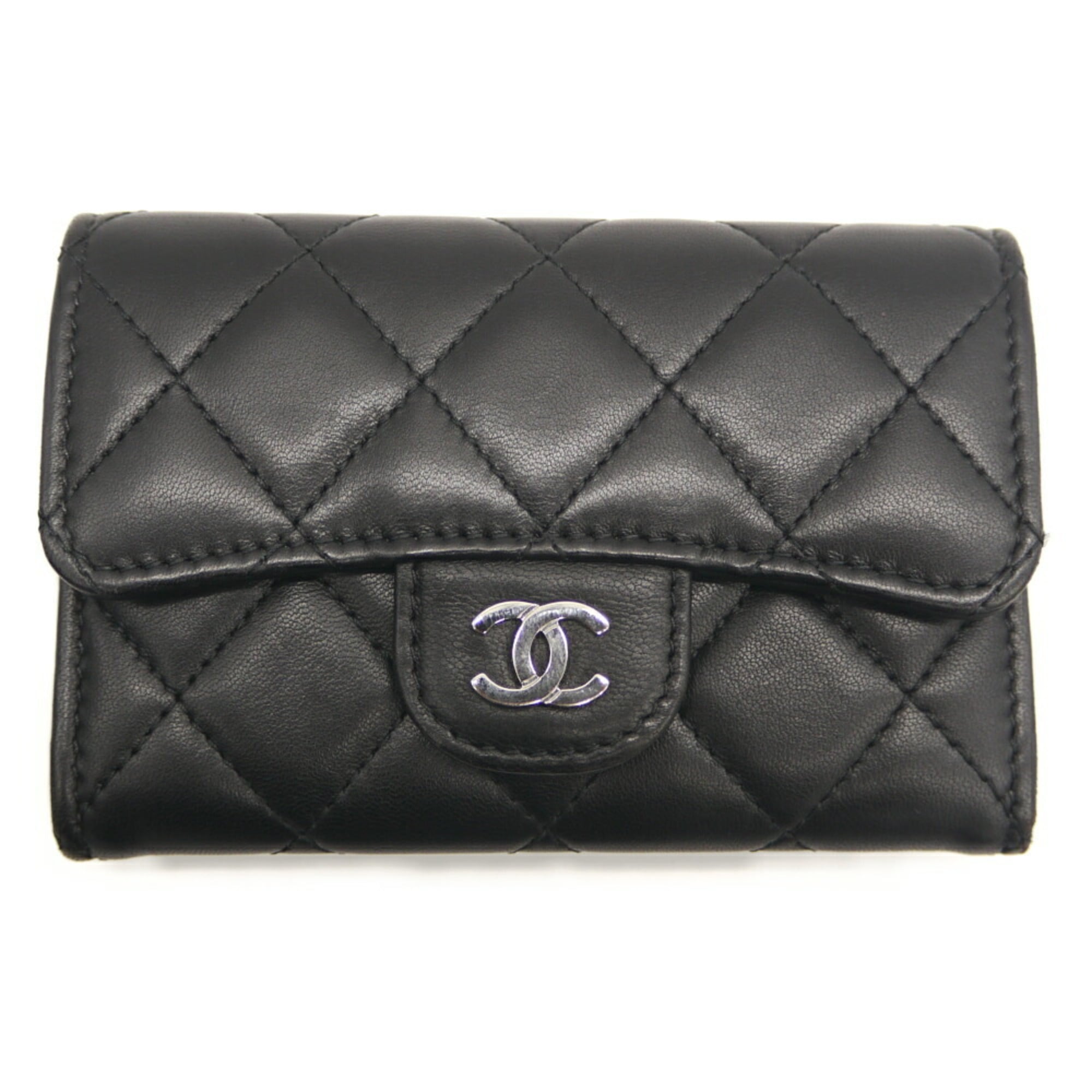 CHANEL Matelasse Lambskin Card Holder Business Case Black A80799
