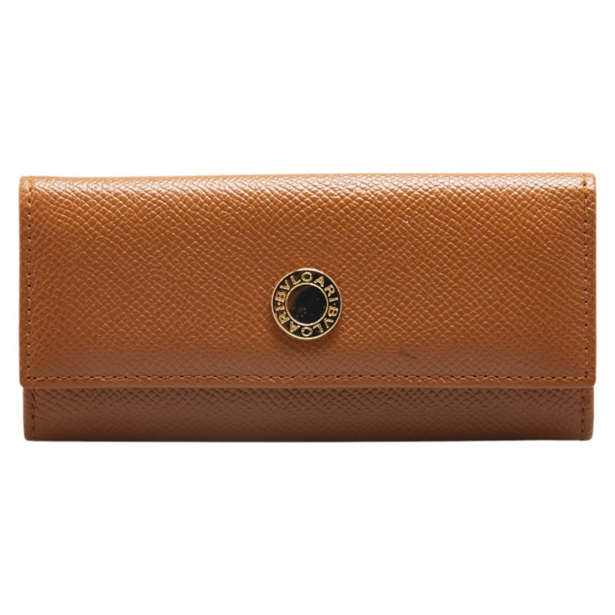 BVLGARI Long 6-ring Key Case Brown Leather Women’s