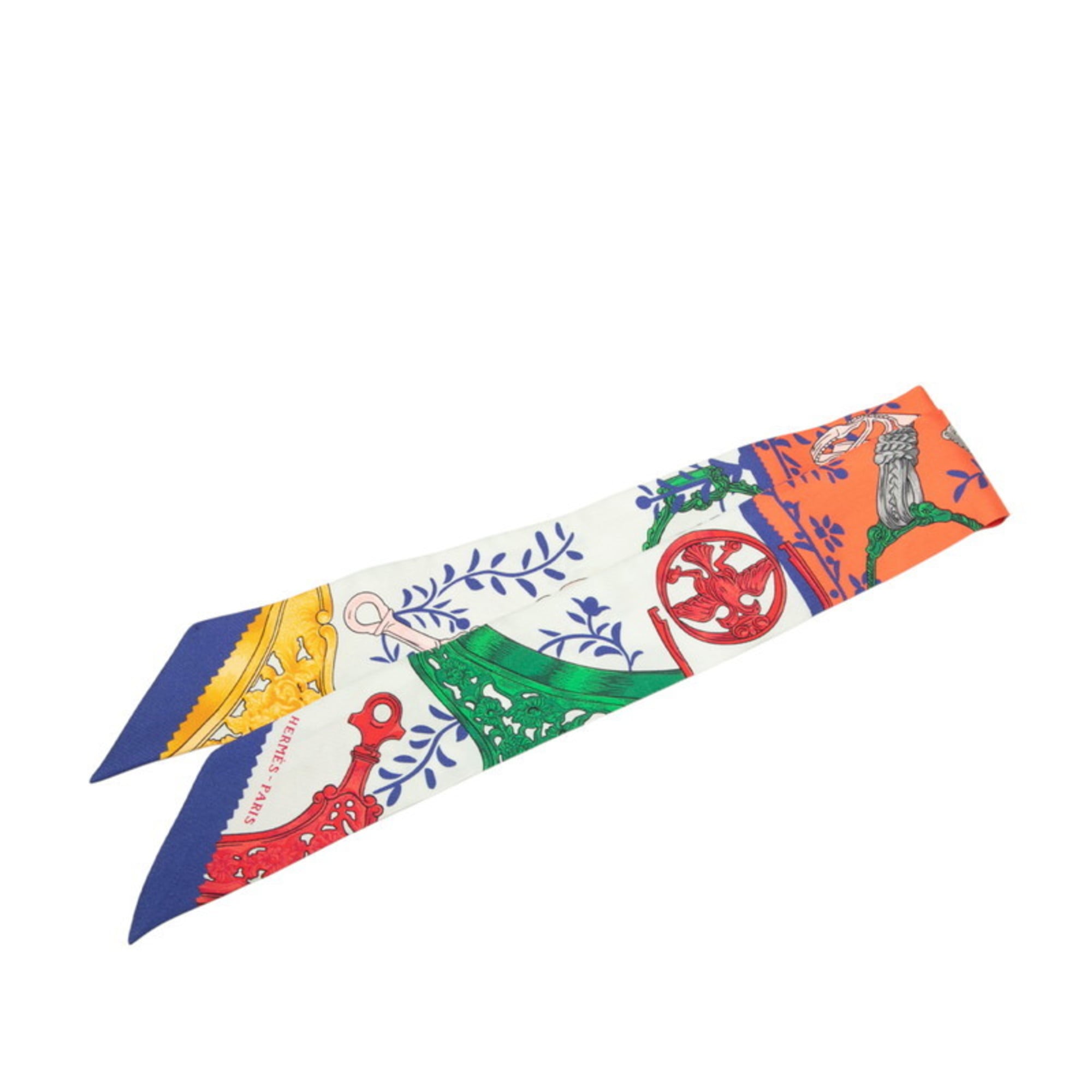 Hermes HermÃ¨s Twilly Etriers Remix Stirrup Scarf, Multicolor Silk, Women’s