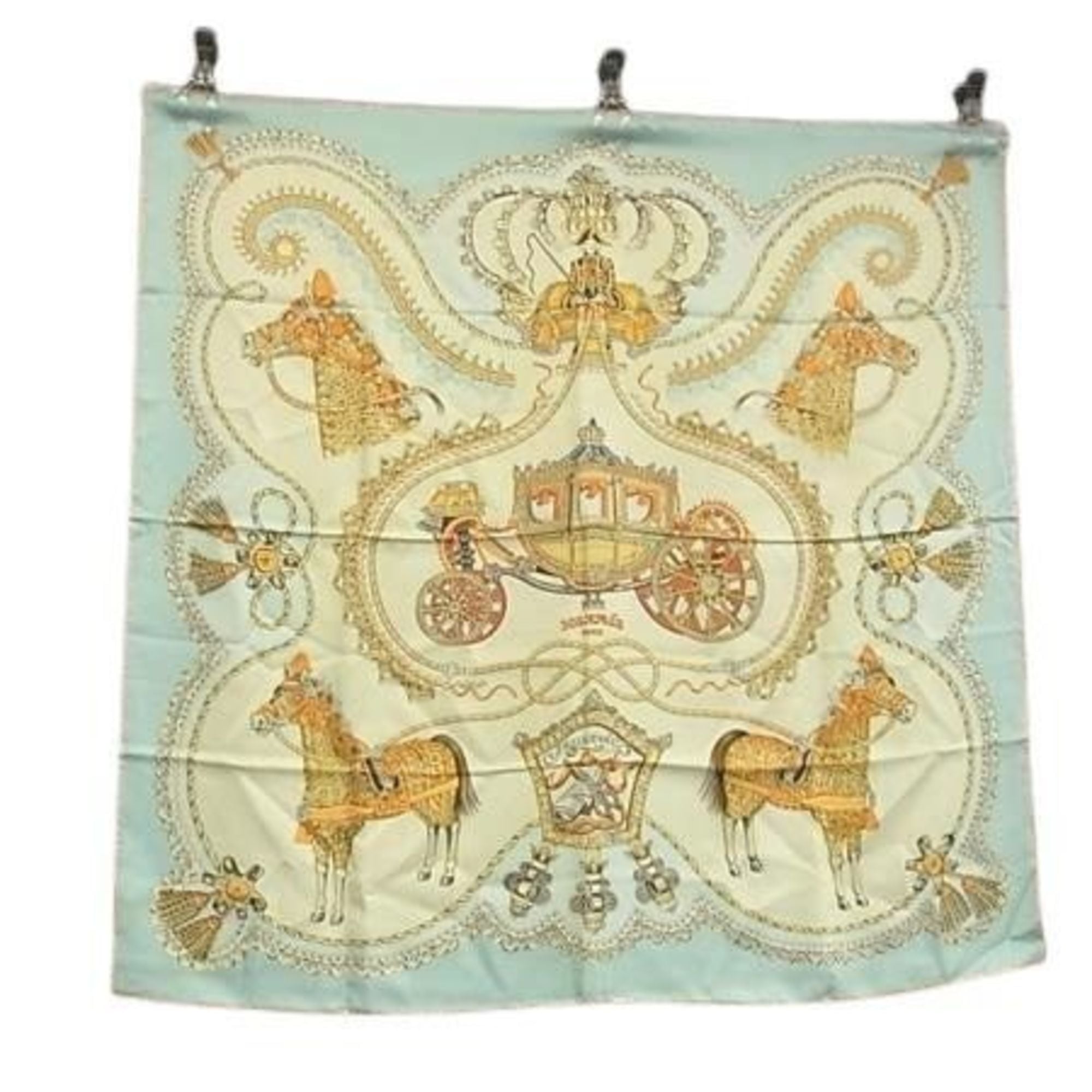 HERMES CarrÃ© 90 Scarf, Multicolor Silk, Women’s, Paperole, Carriage and Nobleman