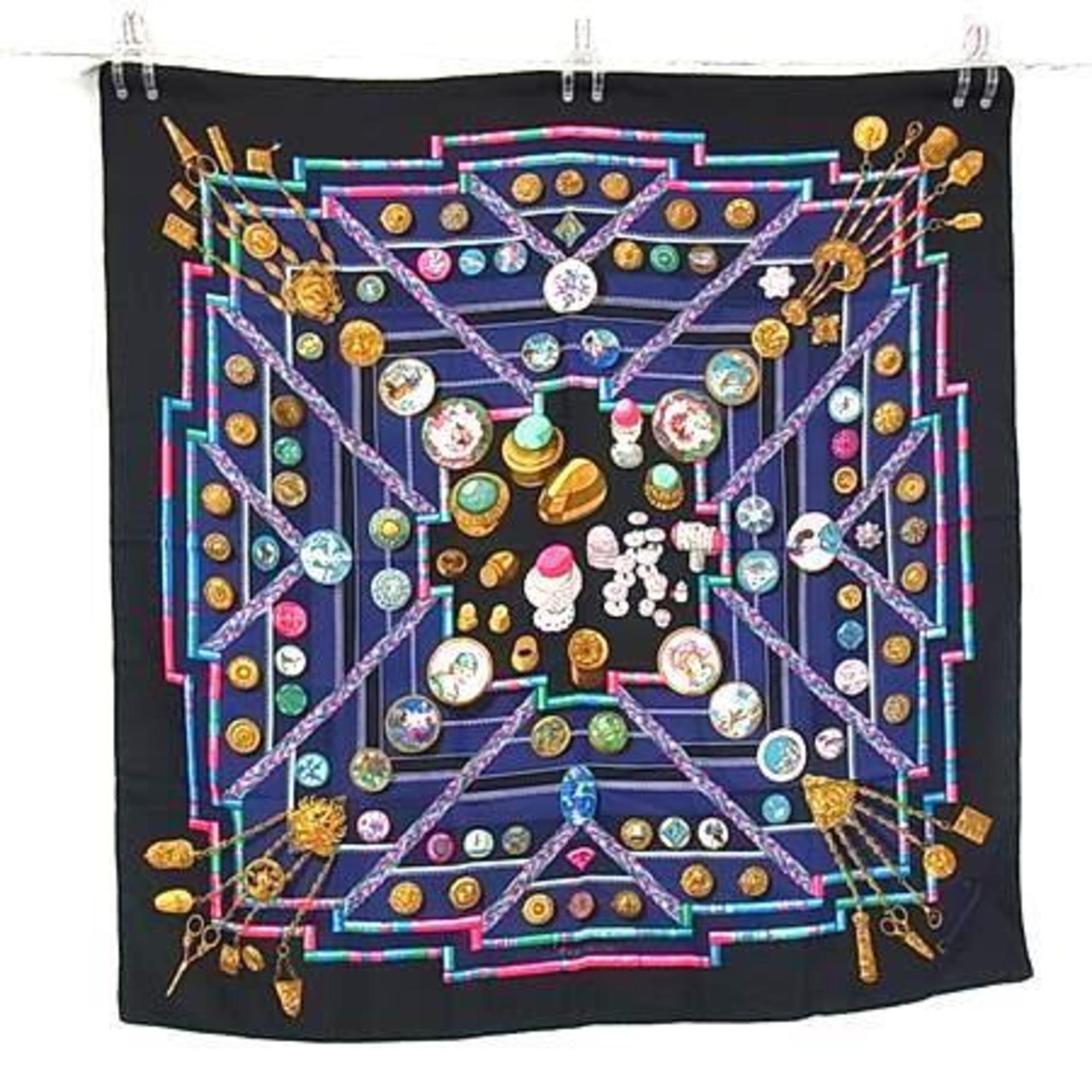 HERMES Petite Main Seamstress Scarf, CarrÃ© 90 – Black/Multicolor, 100% Silk, Women’s