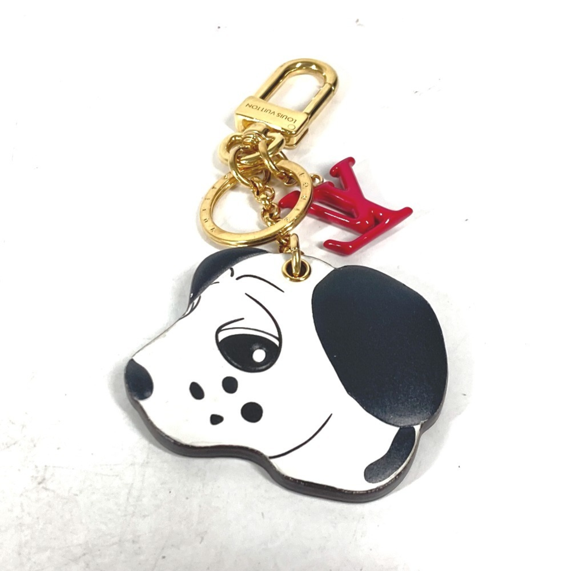 LOUIS VUITTON M01967 Dog Dalmatian Keychain Animogram Bag Charm Leather Men’s Women’s White