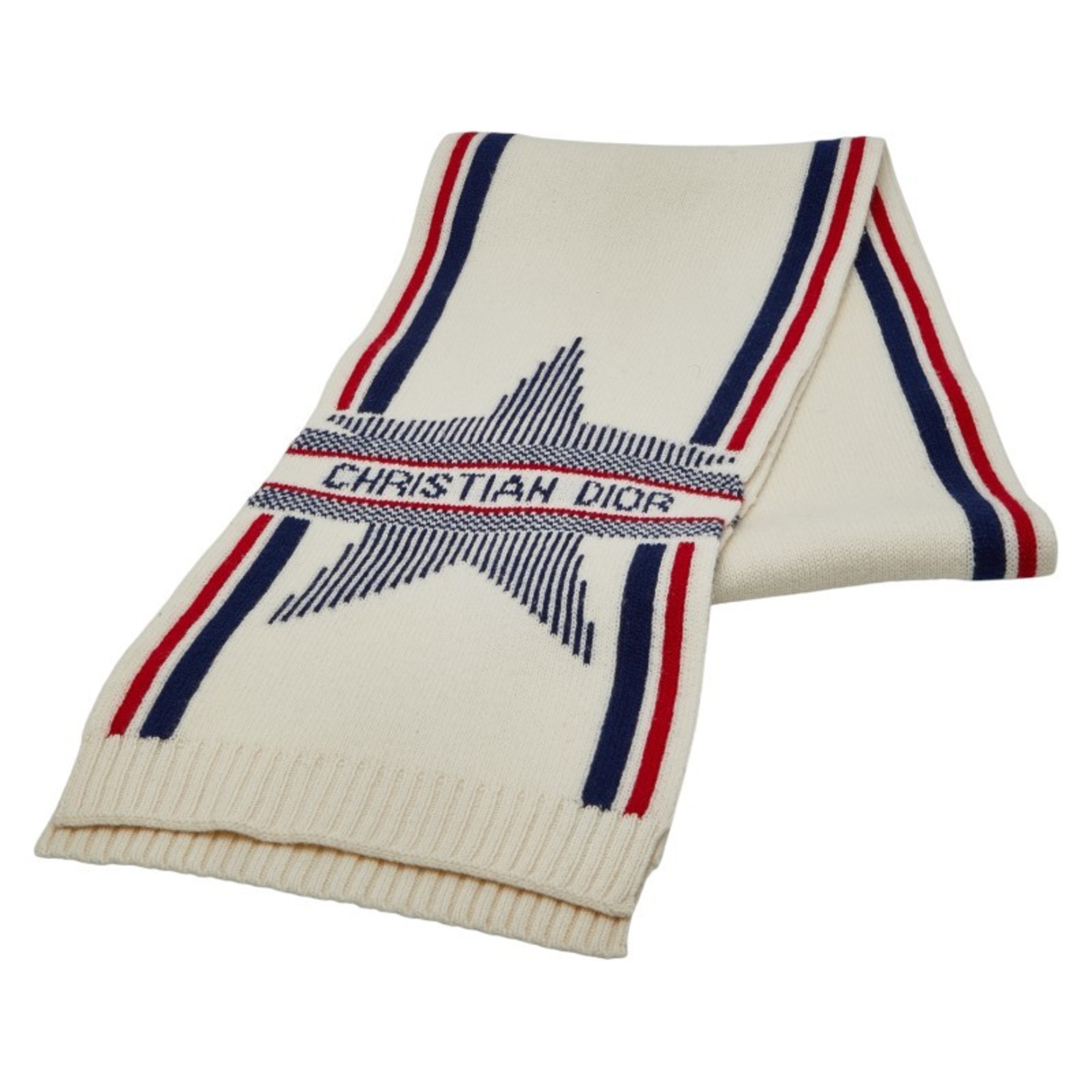 Christian Dior Dior logo scarf in white and multicolor wool, cashmere, nylon. Women’s.