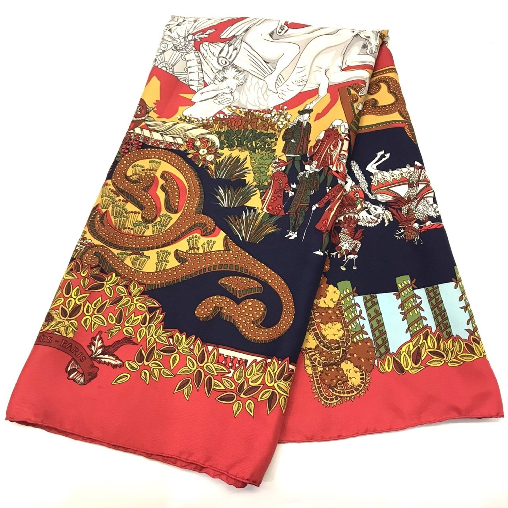 Hermes HermÃ¨s CarrÃ© 90 “LE PARADIS DU ROY” scarf/muffler in red and multicolor for women