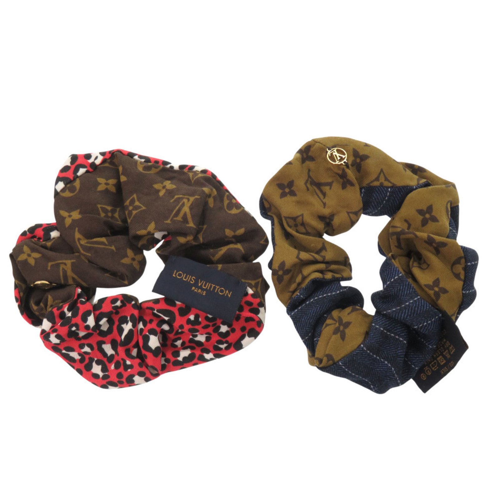 Louis Vuitton Scrunchie Be Mindful M77011 Monogram Silk Brown 1039 LOUIS VUITTON