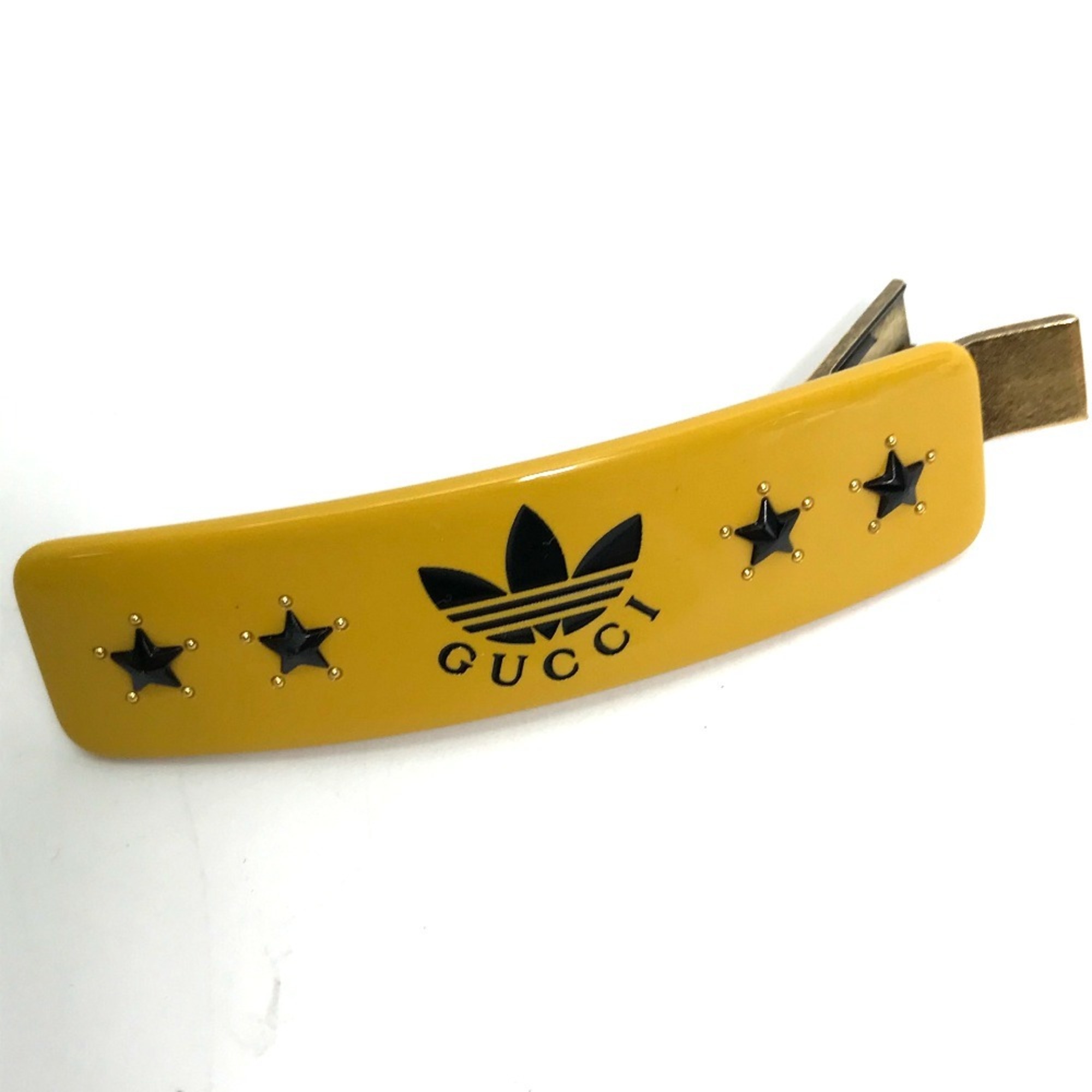 GUCCI 702940 Hair Accessory, Adidas Collaboration Clip Barrette, Plastic, Women’s, Yellow