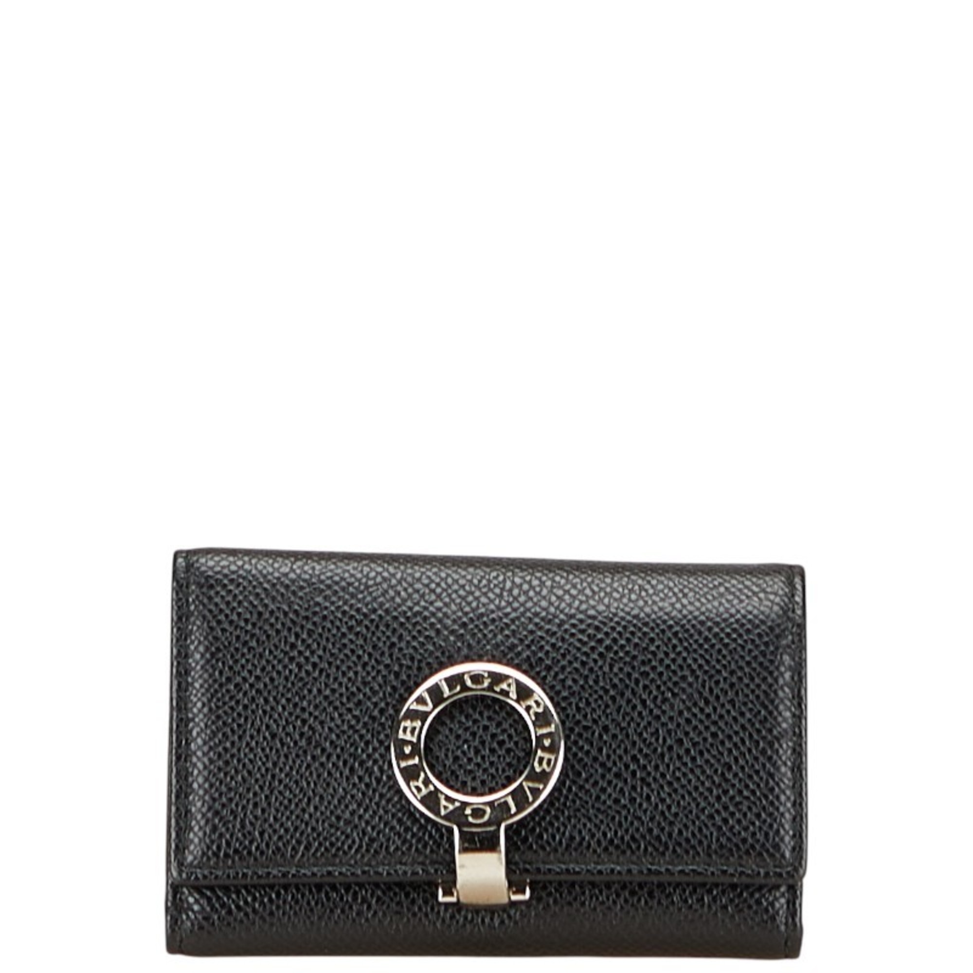 BVLGARI 6-ring key case in black leather for women