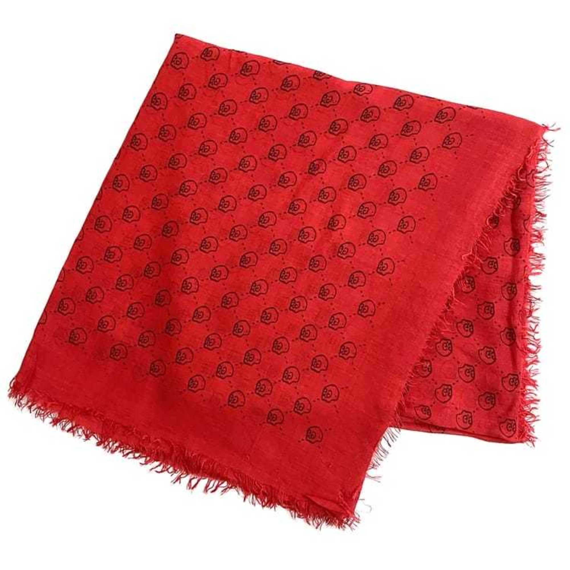 Gucci scarf ec-22489 red ghost 453225 silk cotton GUCCI skull GG women’s fashion pattern