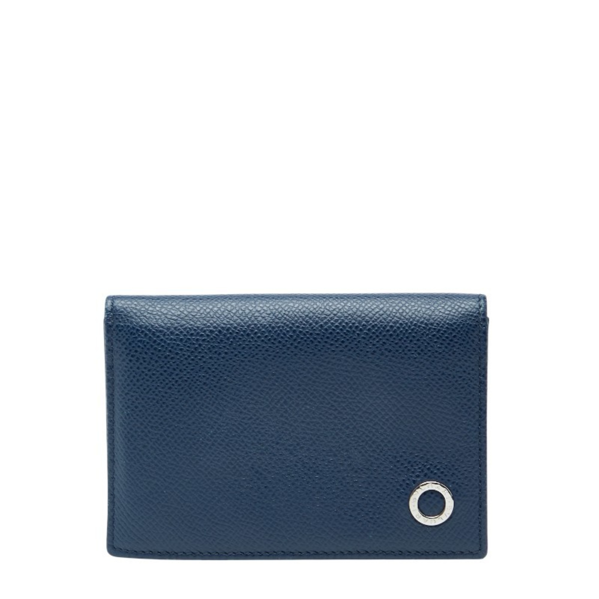 BVLGARI Business Card Holder, Blue Leather, Men’s
