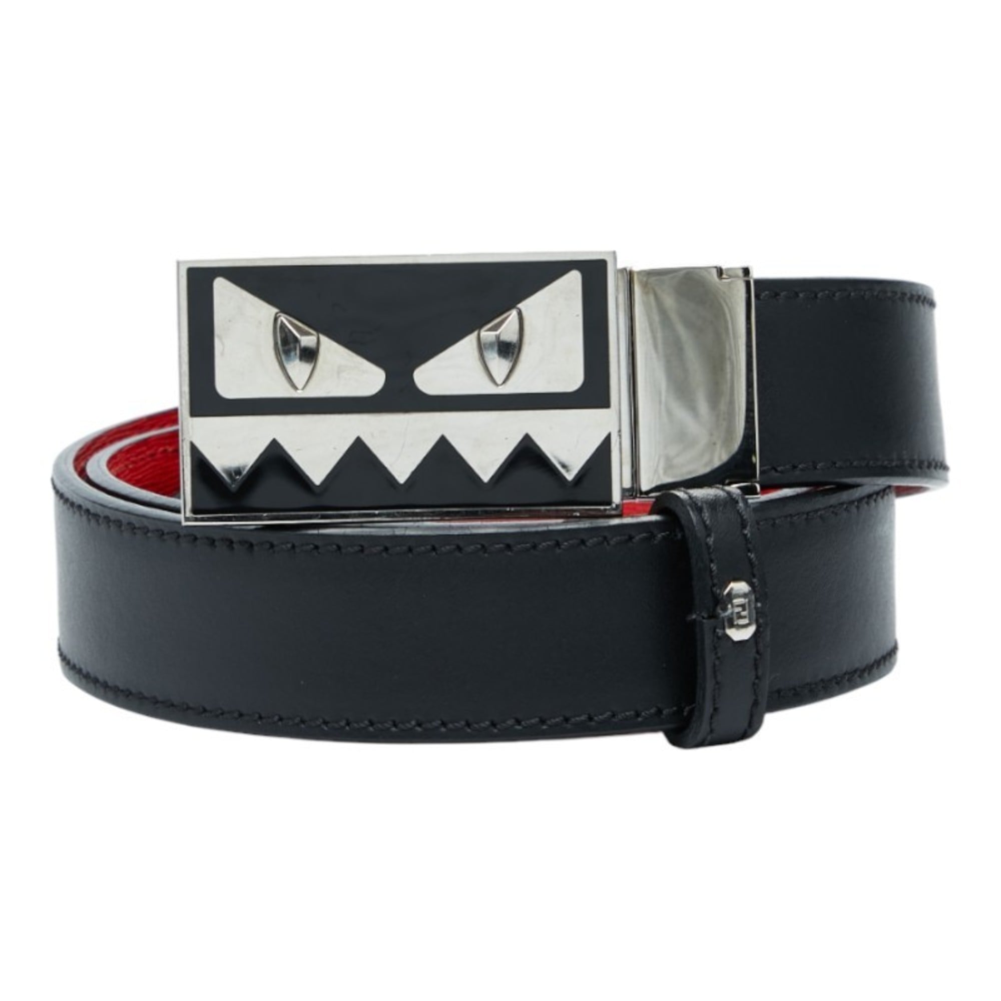 Fendi Bugs Monster Belt in Black and Red Leather for Men