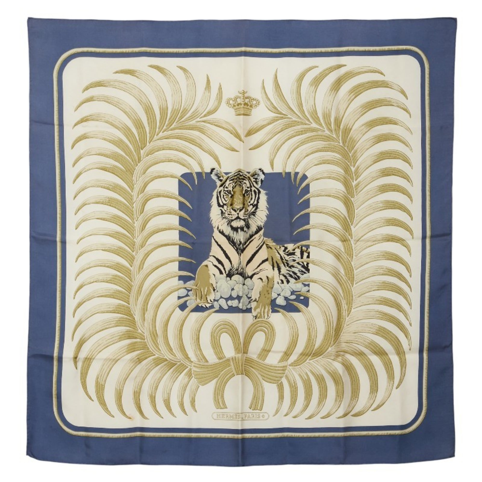 Hermes HermÃ¨s CarrÃ© 90 Tiger Royal Scarf, Blue Multicolor, Women’s