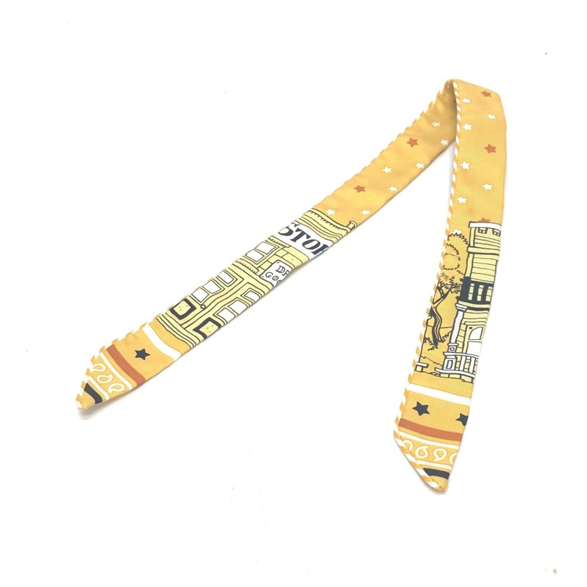 HERMES Twilly Doll Candy Hermes Paris Station Scarf/Muffler Silk Women’s Yellow Like New