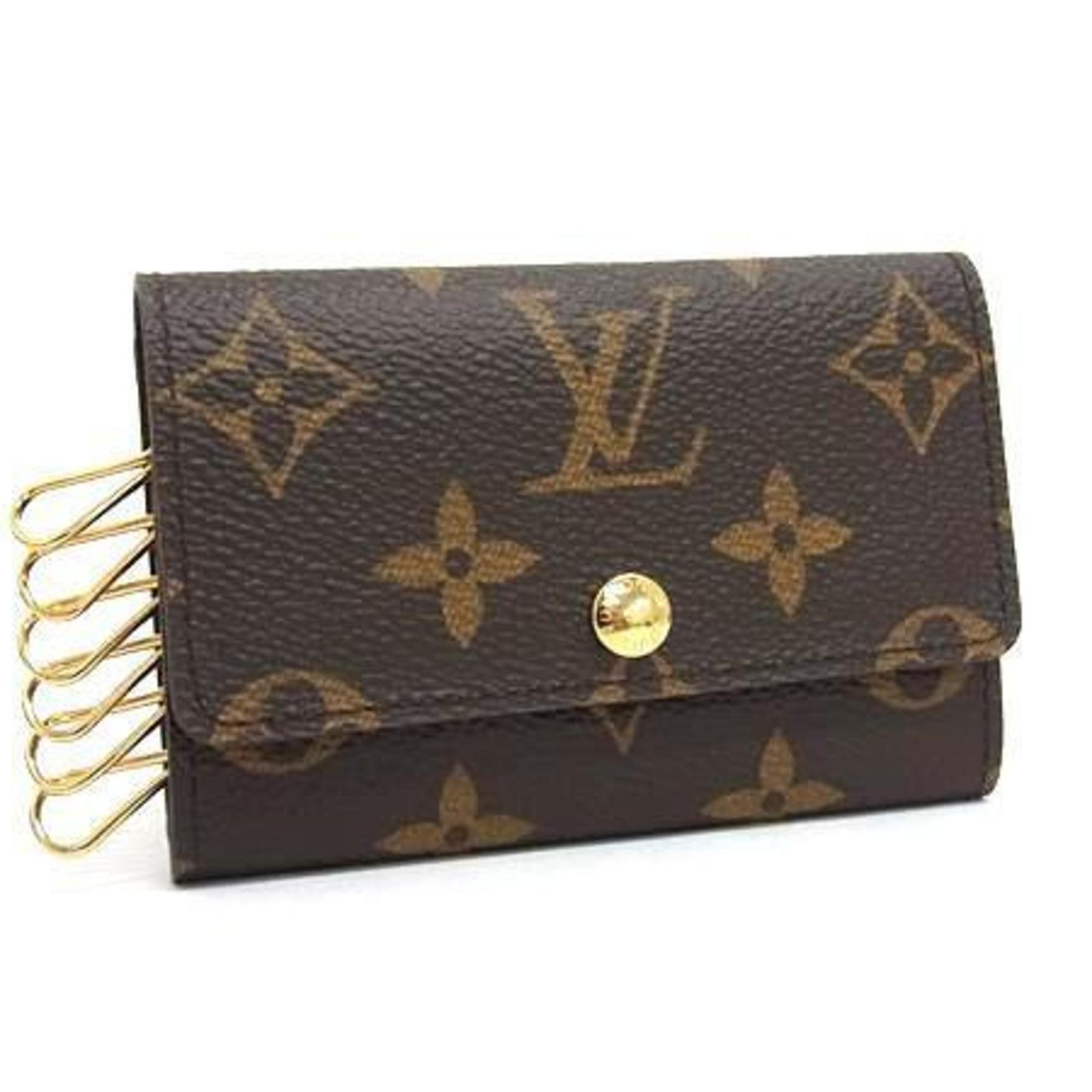 LOUIS VUITTON Monogram Multicle 6 Key Case M62630 Brown Leather 6-Ring for Men and Women