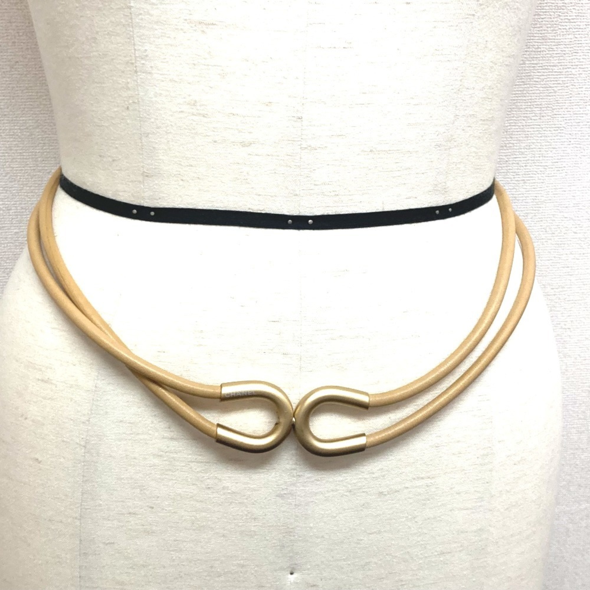 CHANEL CC Coco Mark Double Layer Belt Leather Women’s Brown