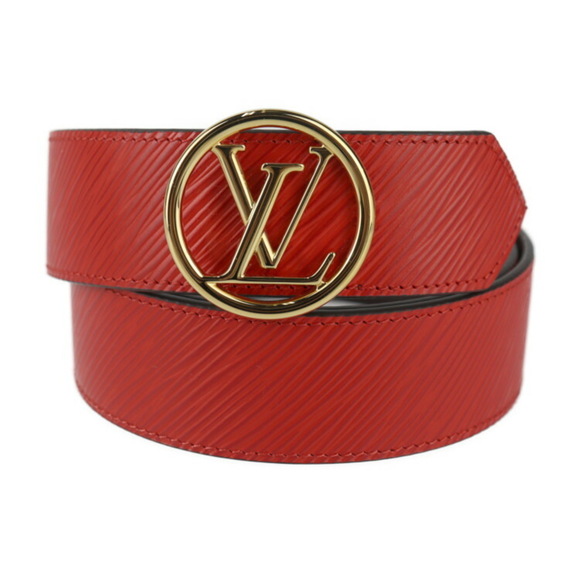 LOUIS VUITTON Louis Vuitton Santur LV Circle Reversible 35MM Belt M9936W Size 80 32 Monogram Canvas Epi Leather Brown Coquelicot
