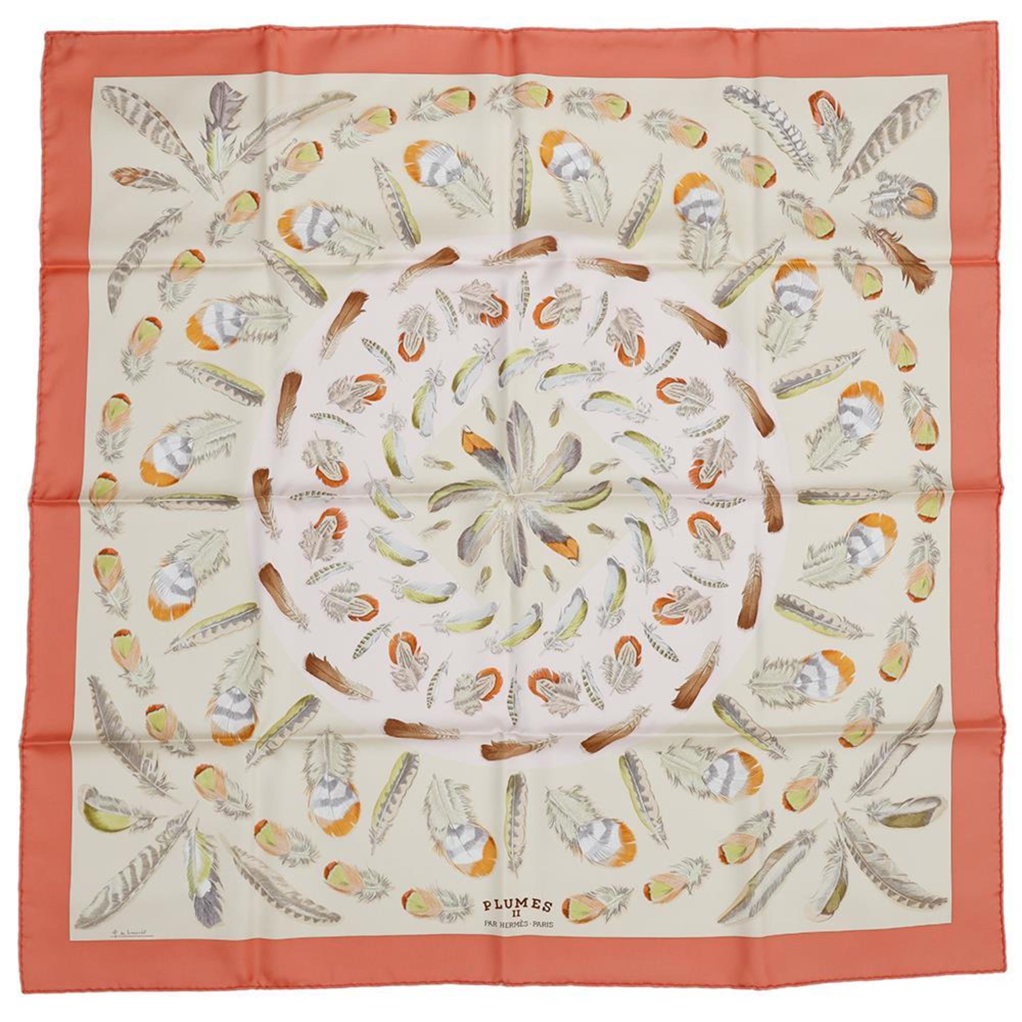 Hermes Carre 90 Scarf Feather II Plumes HERMES Silk