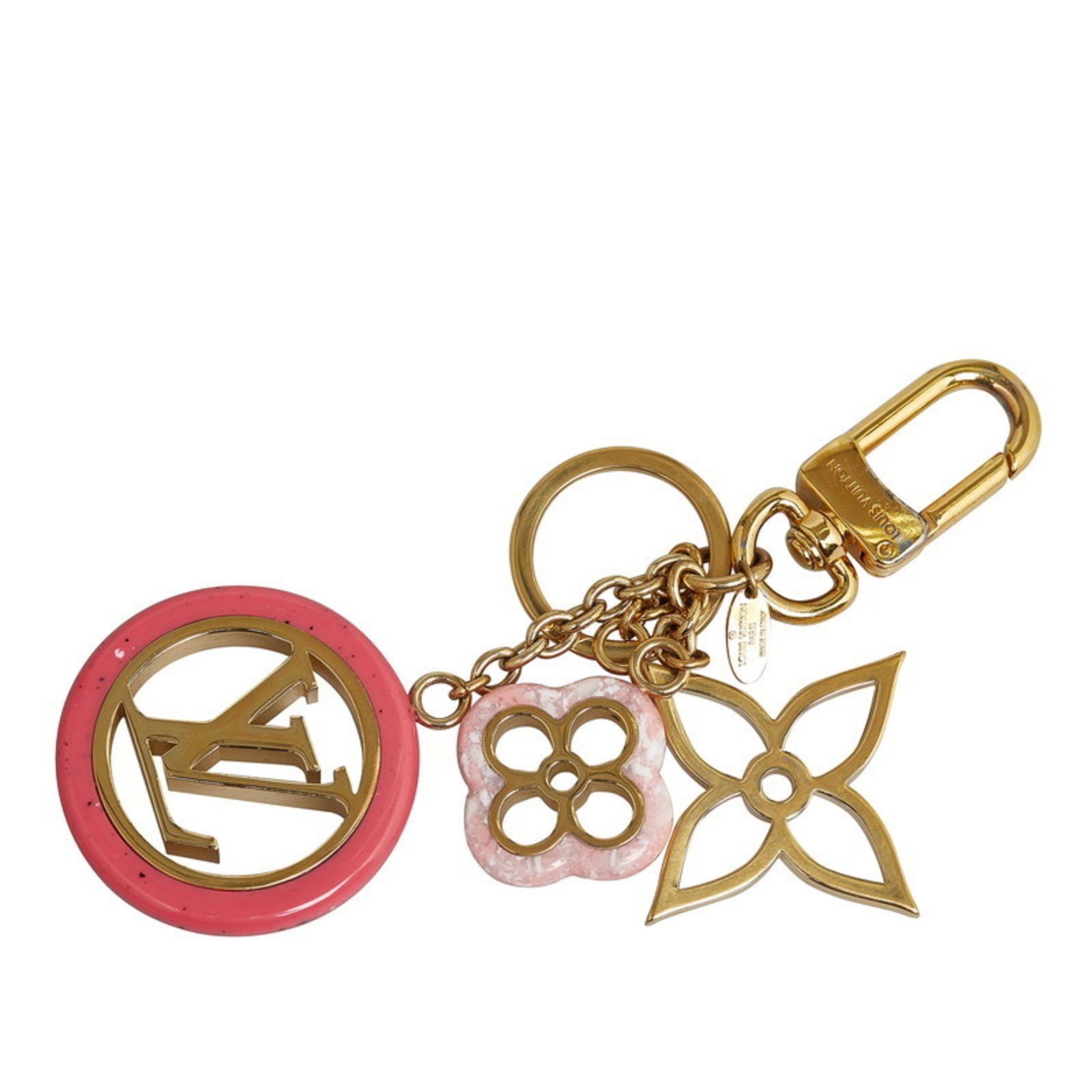 Louis Vuitton Porte-ClÃ©s Color Line Charm Keychain M64525 Gold Pink Plated Women’s LOUIS VUITTON