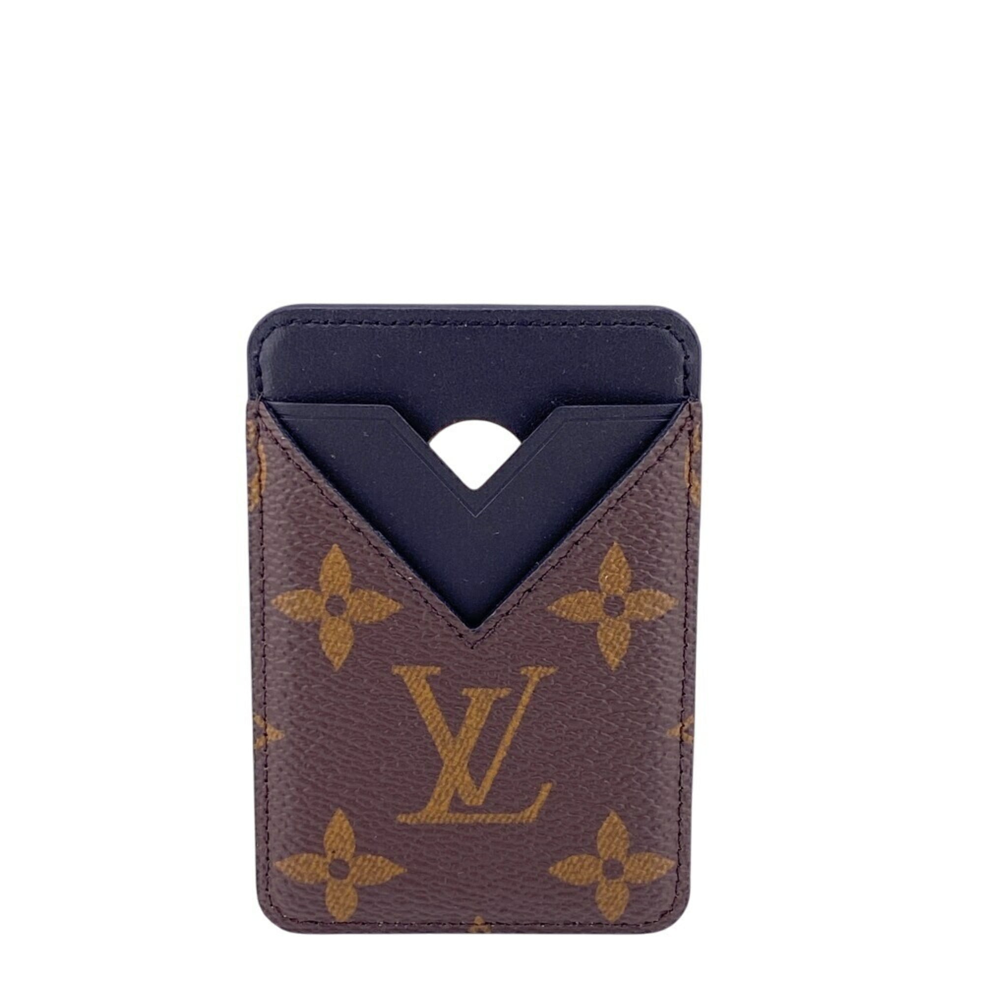 LOUIS VUITTON Louis Vuitton Wallet M13185 Porte Carte Monogram Macassar Card Case Black Unisex