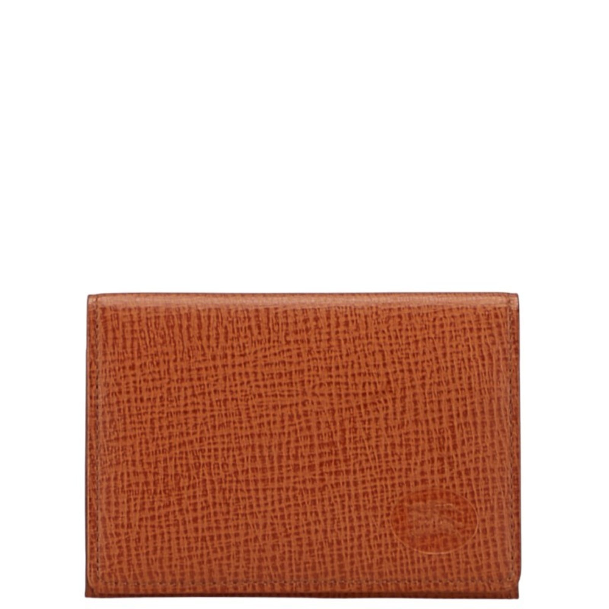 Burberry logo business card holder, brown leather, men’s.