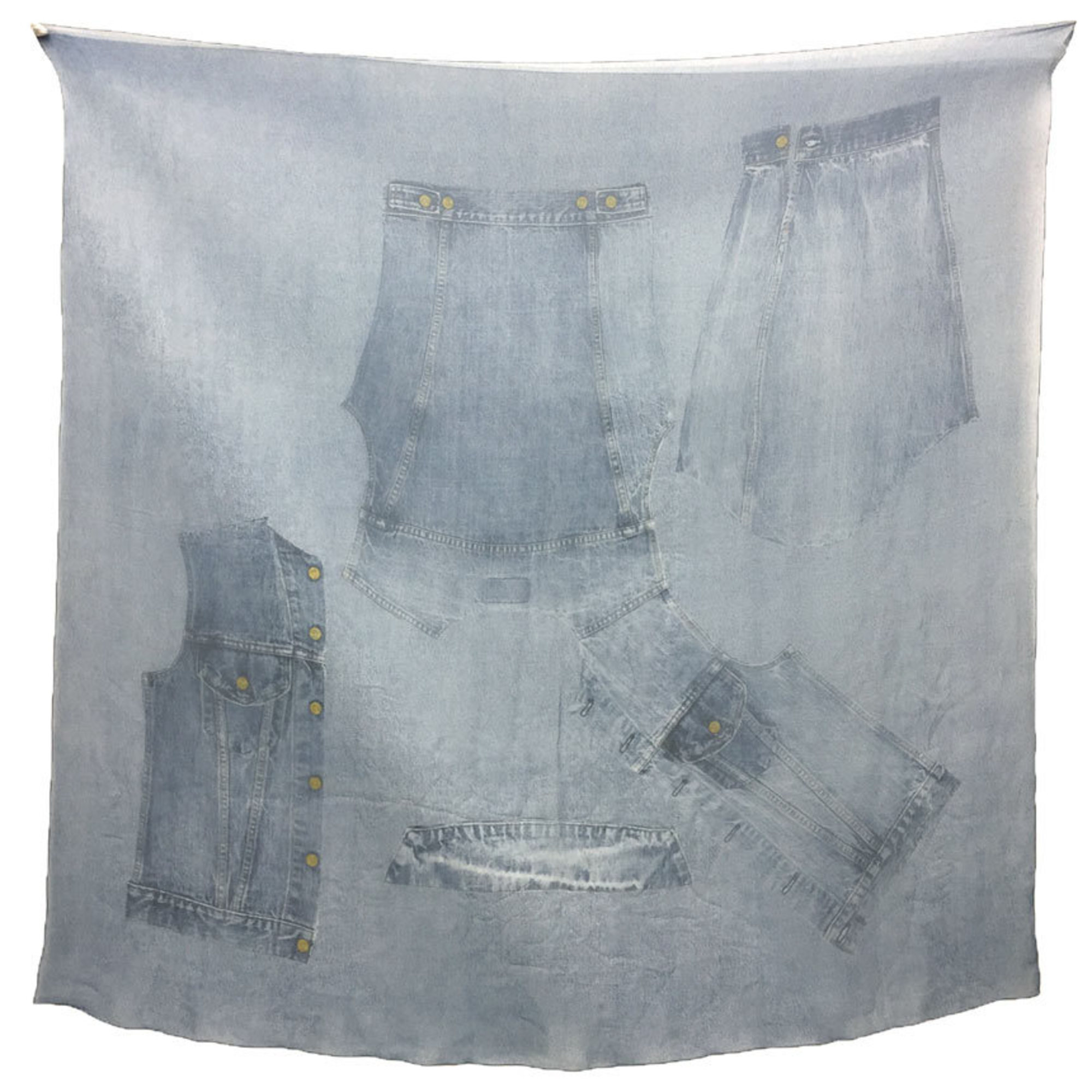 Christian Dior Silk Chiffon Stole/Shawl in and Denim Print