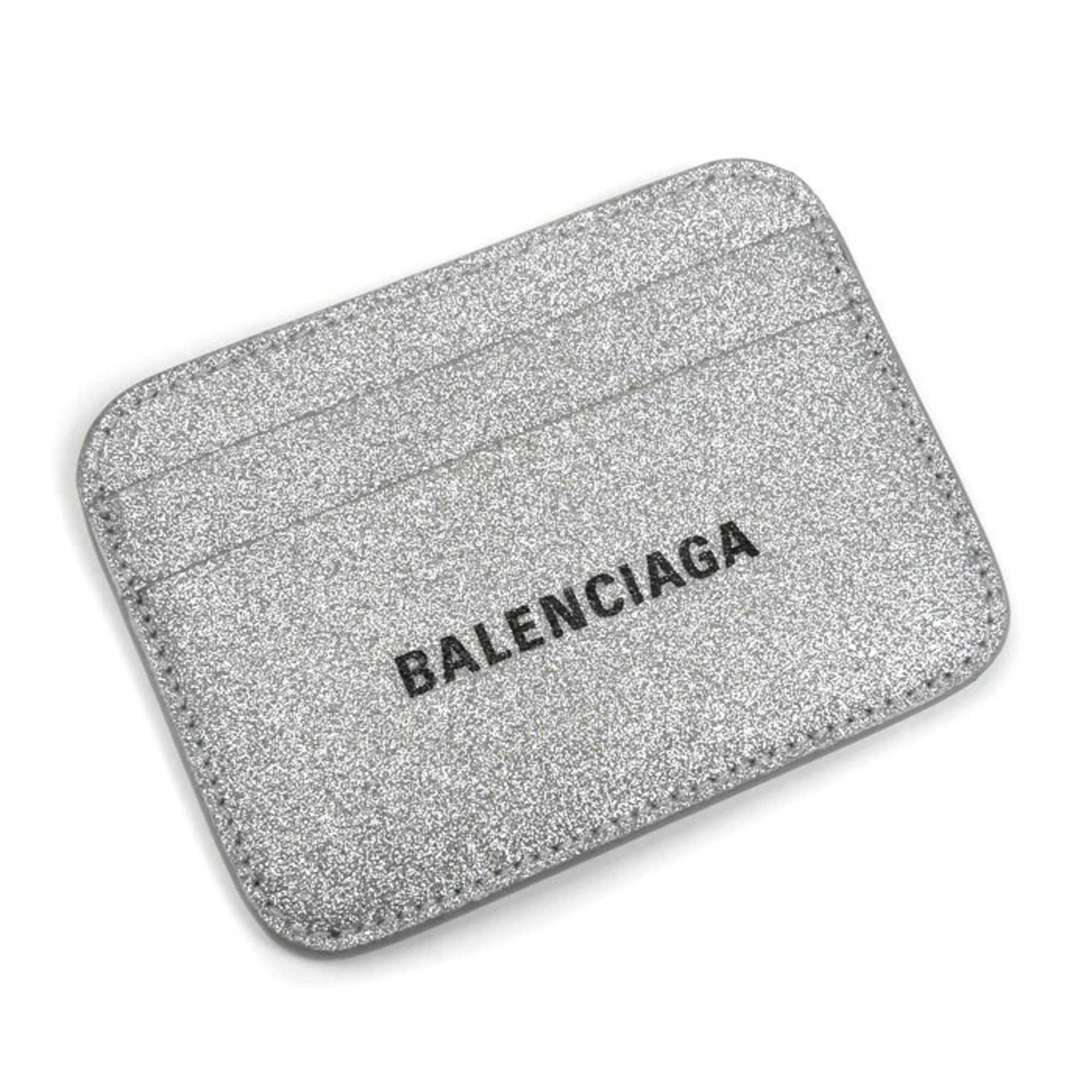 BALENCIAGA Glitter Card Case, Silver, 593812, Unisex