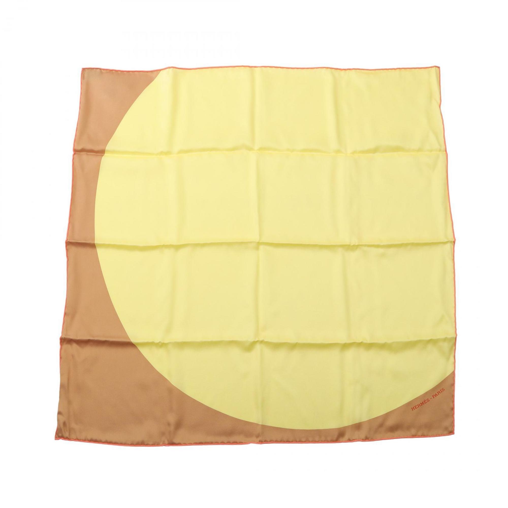 HermÃ¨s HERMES CarrÃ© 70 MEGA POIS Silk Scarf for Women in Yellow/Brown