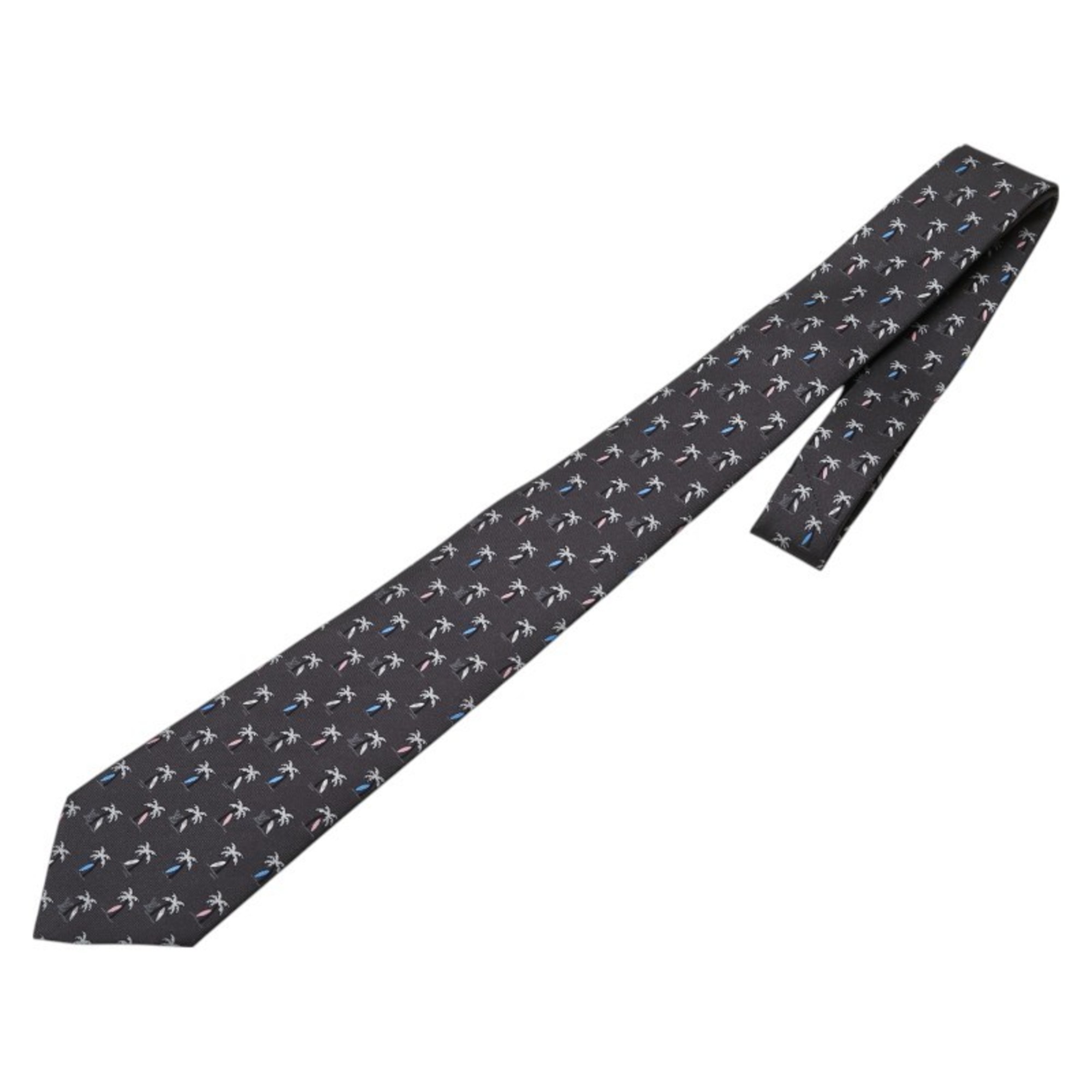 Louis Vuitton Cravate LV Palm Trees Tie M71735 Gray Multicolor Silk Men’s LOUIS VUITTON