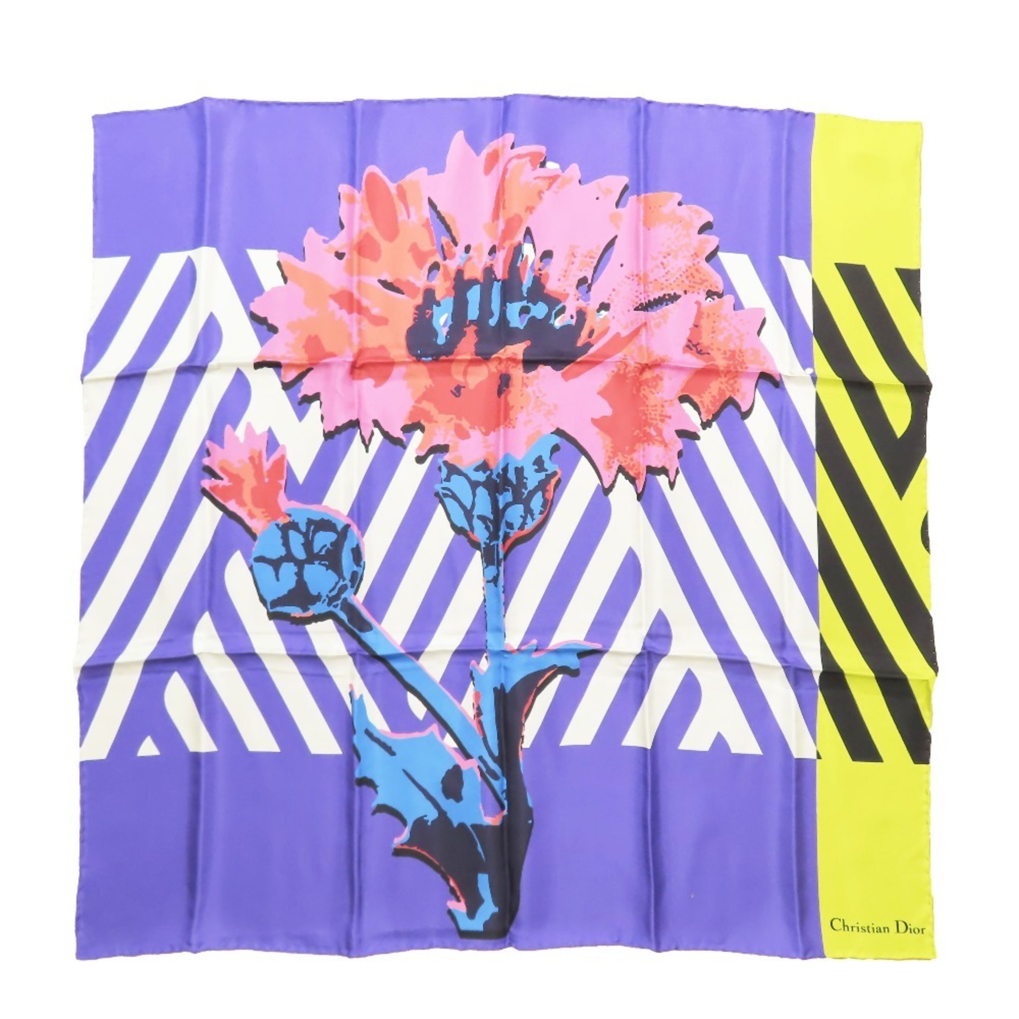 Christian Dior D-Flower Pop Scarf/Muffler, Large, Floral, D-FLOWER POP, Silk, Multicolor, Women’s