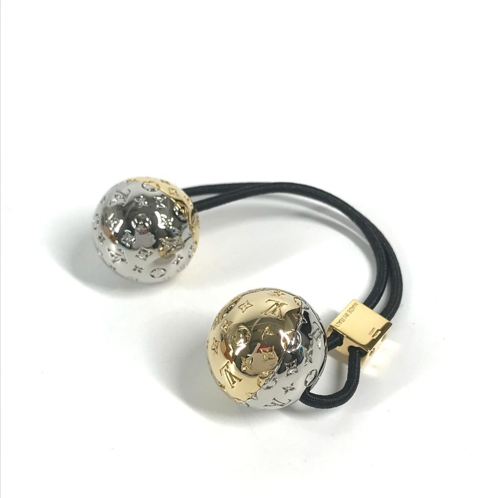 LOUIS VUITTON M80266 Scrunchie Nanogram Planet LV Hair Tie Metal Women’s Gold