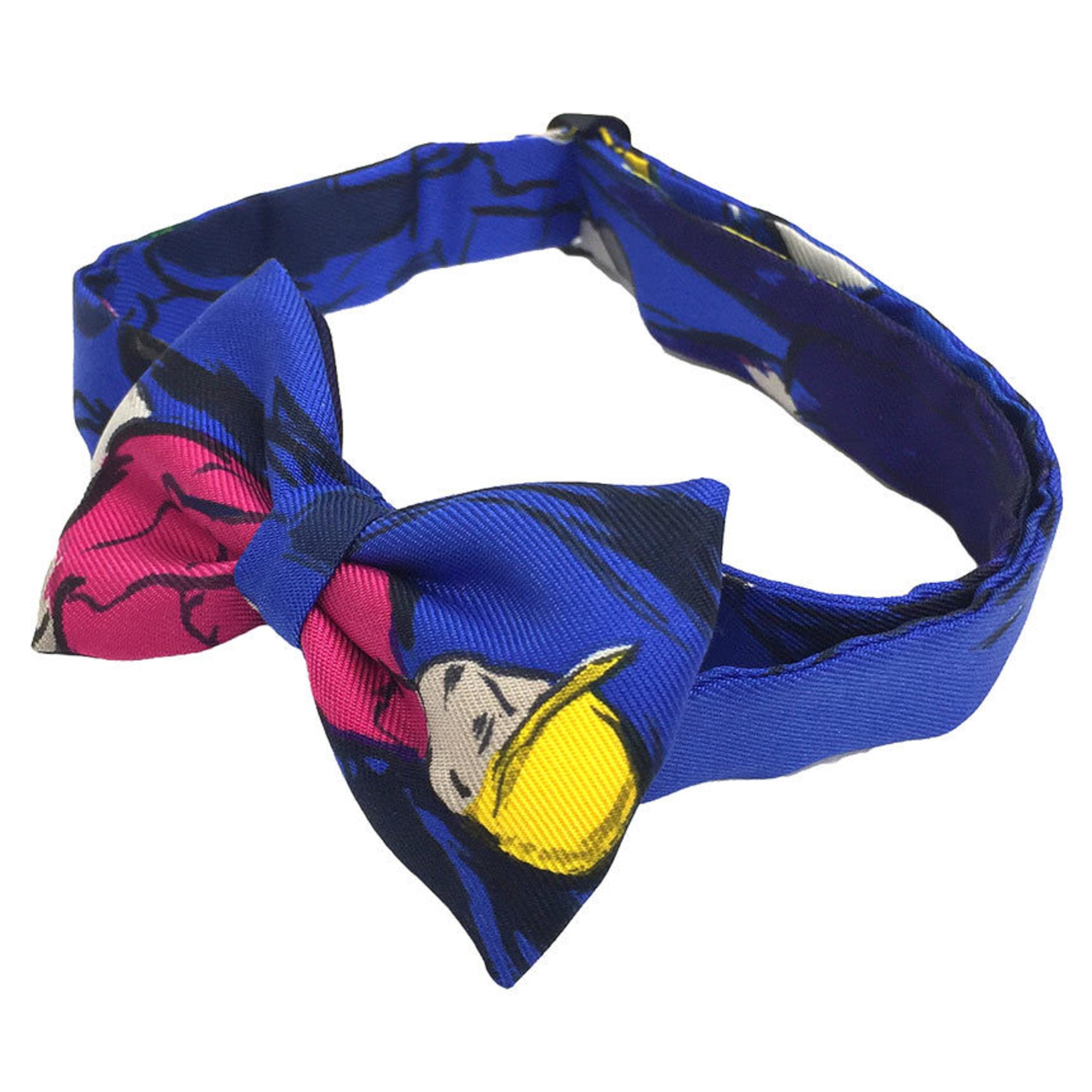 HERMES NOEUD PAPILLON Paddock Bowtie Choker Bracelet Blue 100% Silk Preserved aq11475