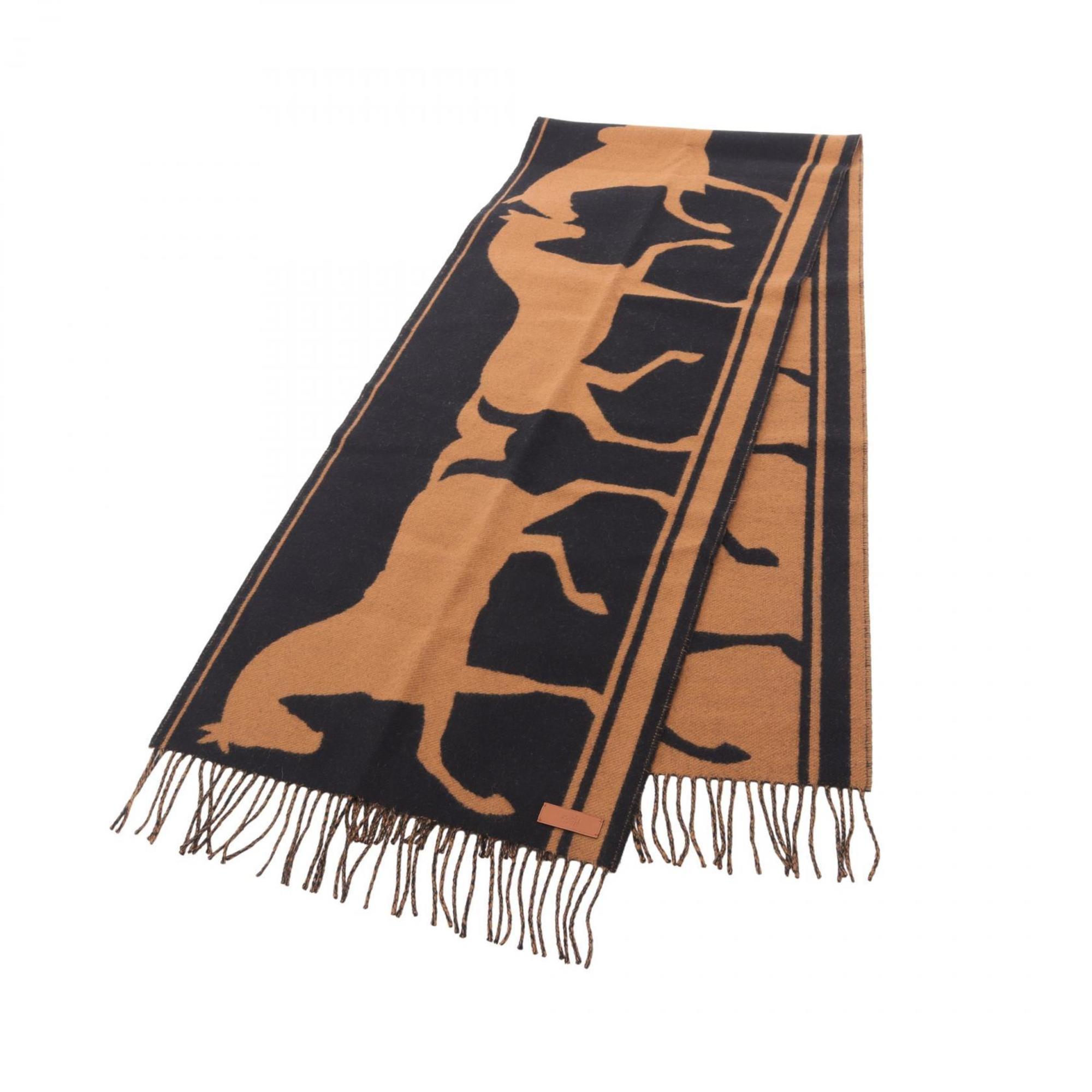 Hermes HermÃ¨s Tete a Queue scarf, cashmere, women’s, black and brown