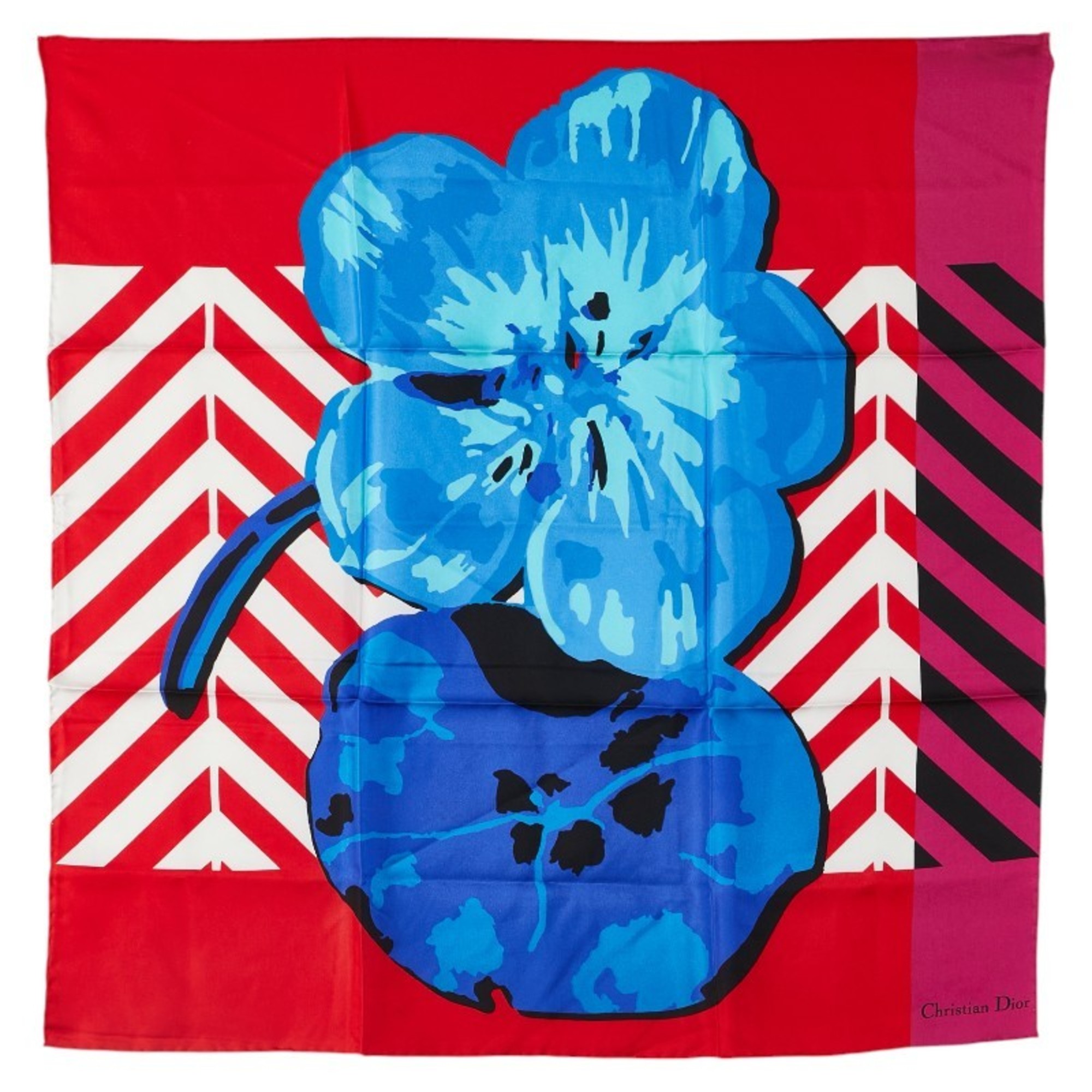 Christian Dior Dior floral motif scarf, silk, red, blue, and multicolor, women’s.