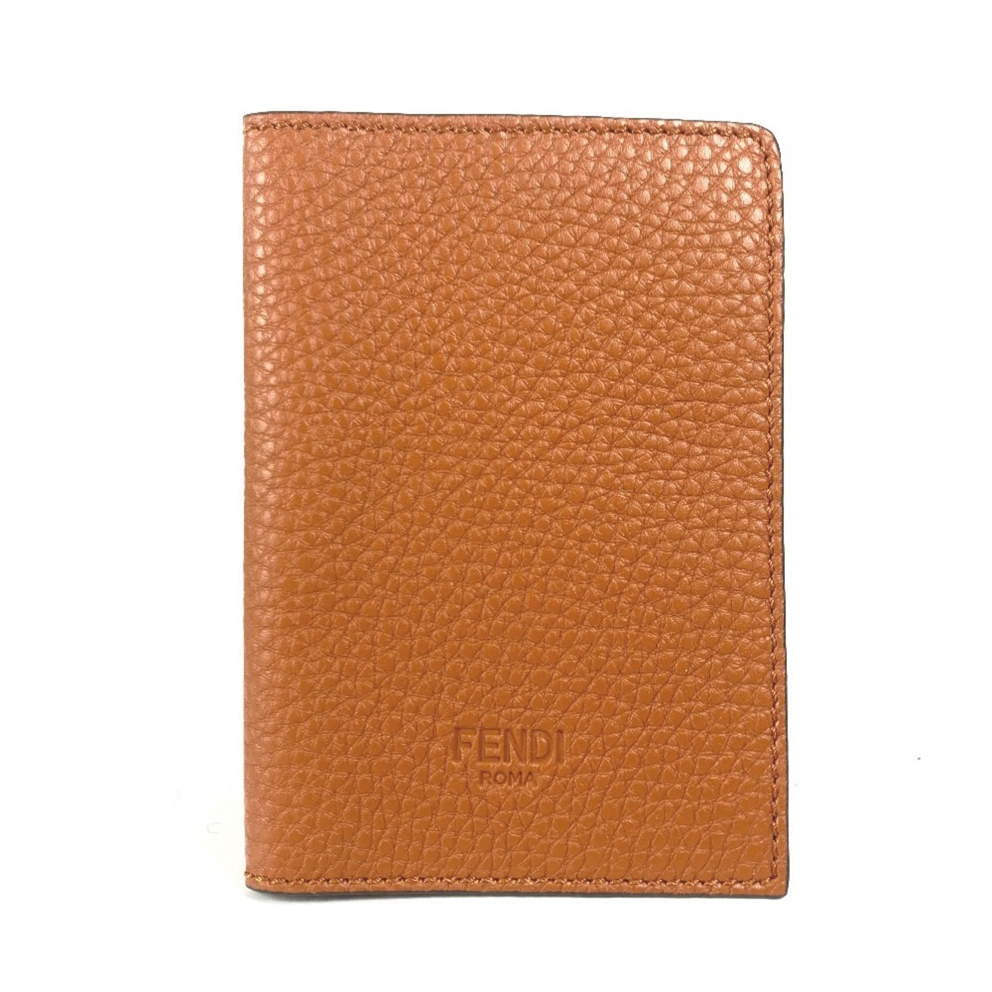 FENDI Logo Passport Cover Stationery Case Leather Men’s Women’s Brown Like New