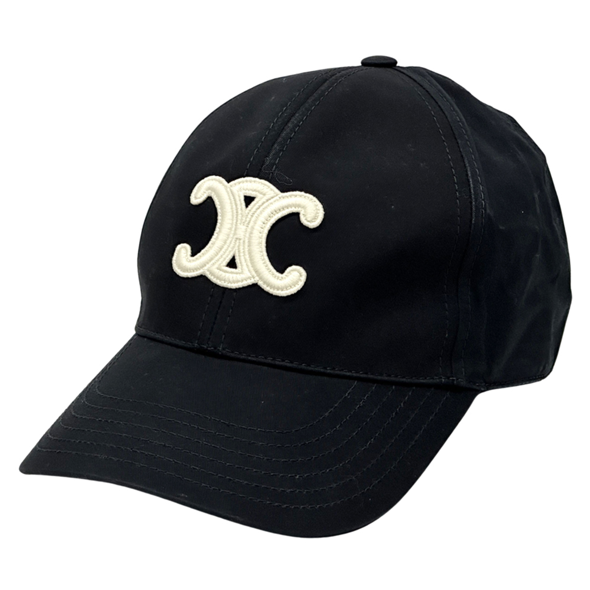 CELINE Triomphe canvas cap for men and women, simple casual, black.