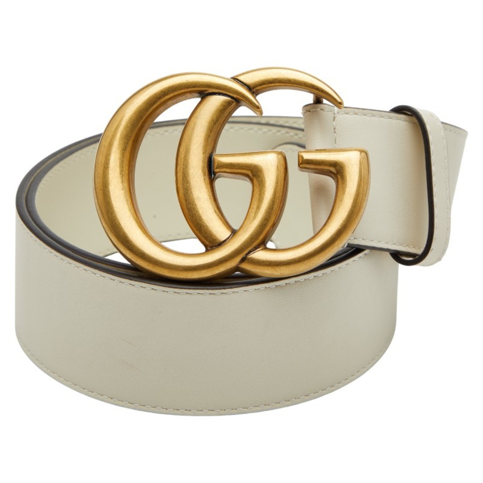 Gucci Double G Belt, Sizes 75 and 30, 400593, Ivory Gold Leather, Women’s, GUCCI