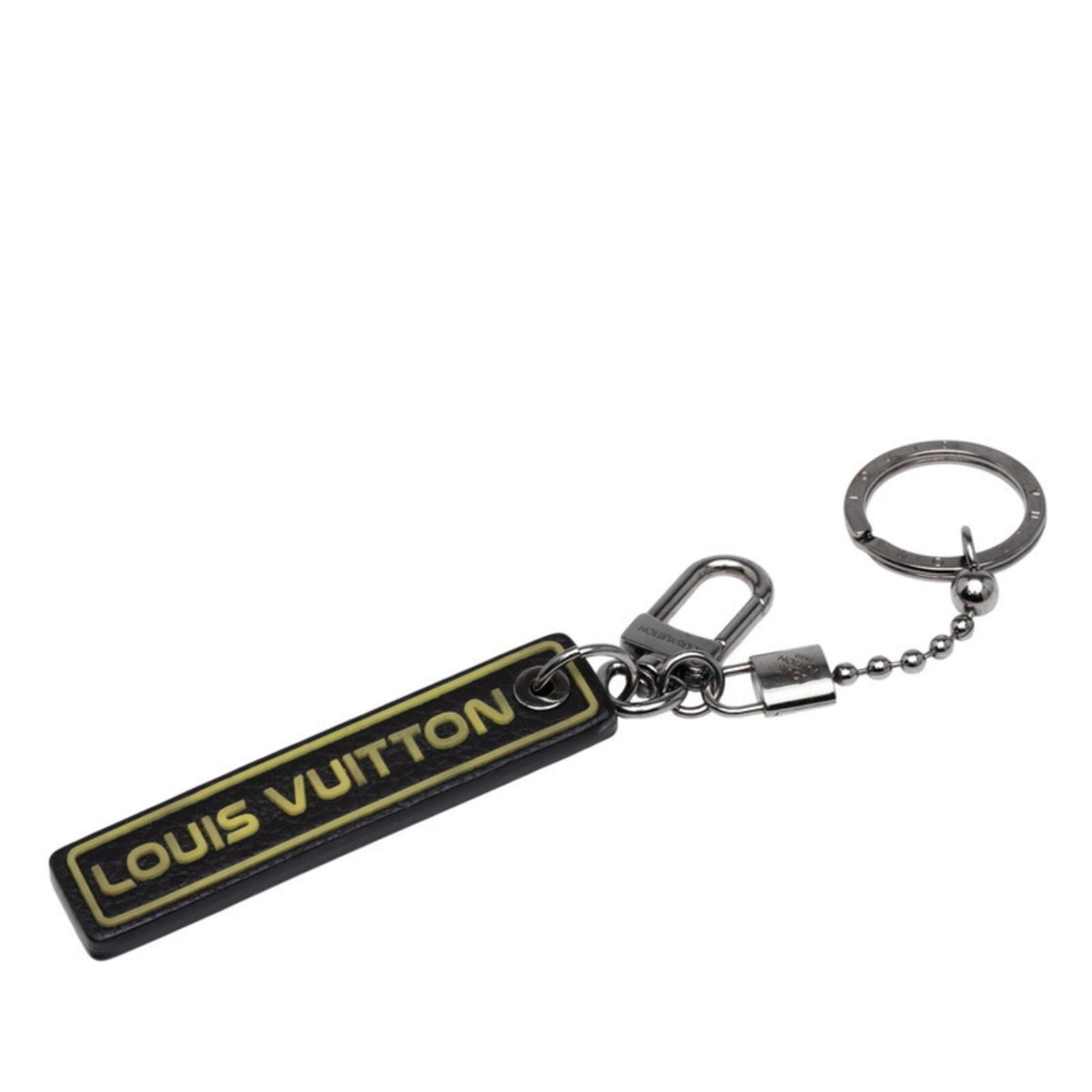 Louis Vuitton Porte-ClÃ©s Tab Key Ring, MP2211, Black/Yellow Leather/Metal, Men’s LOUIS VUITTON