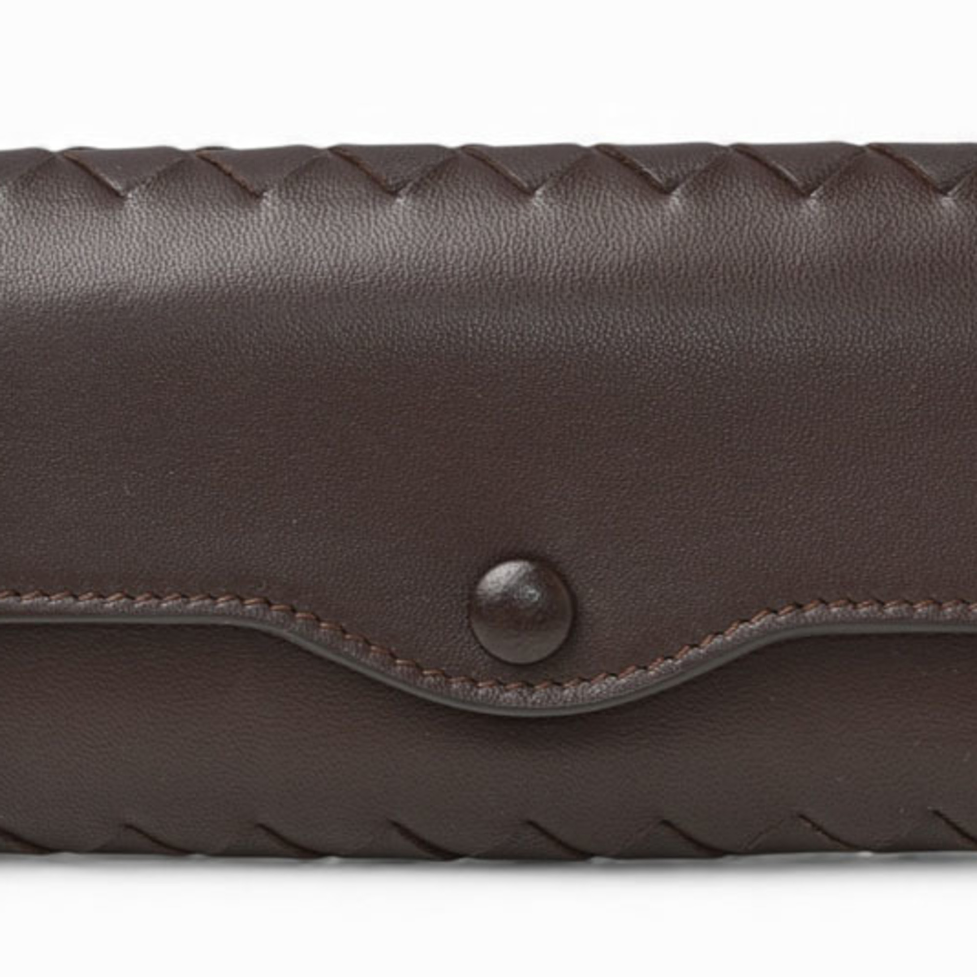Bottega Veneta 6-ring key case in dark brown nappa intrecciato