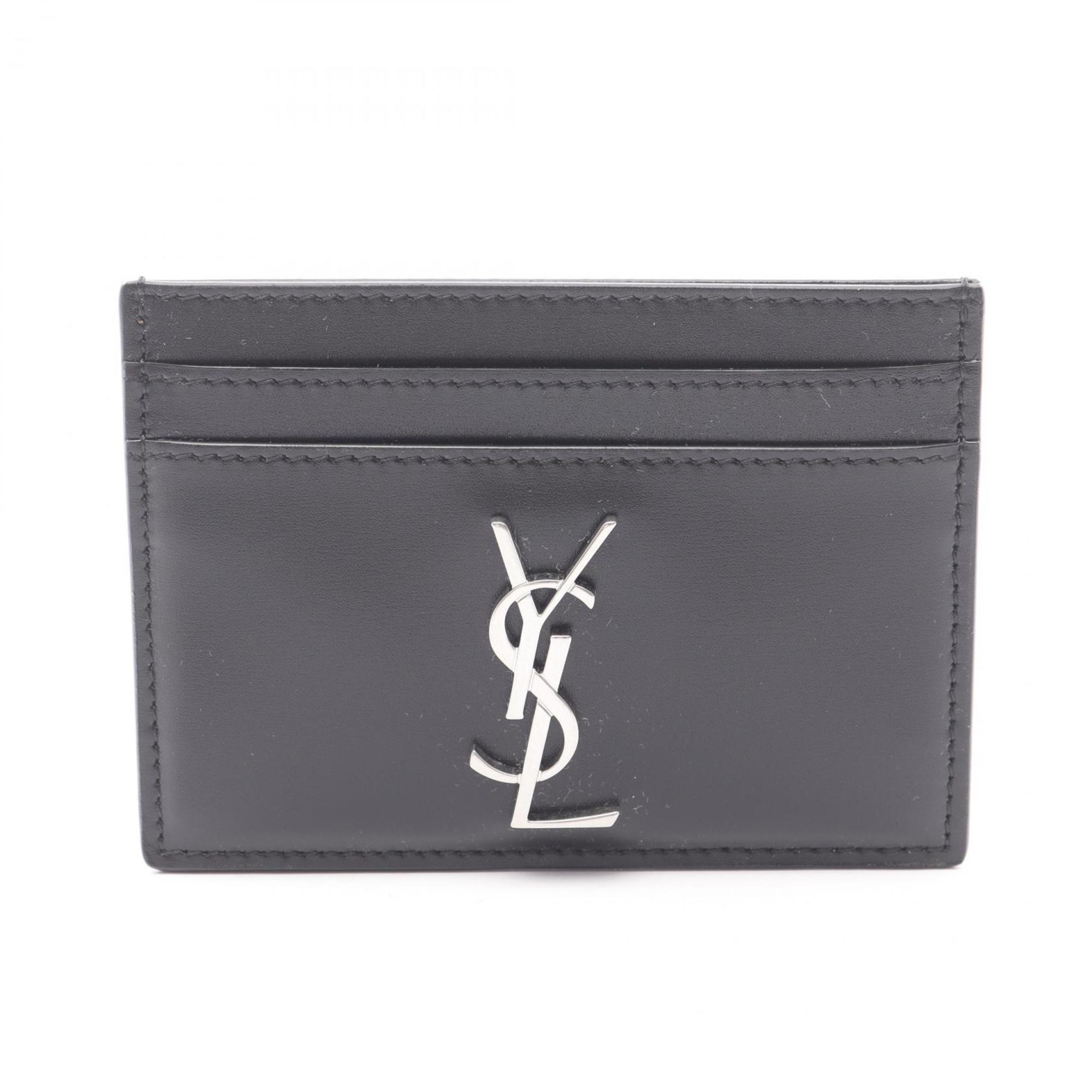 Yves Saint Laurent Saint Laurent Paris Cassandra Business Card Case, Leather, Men’s/Women’s, Black, 4856310SX0E1000