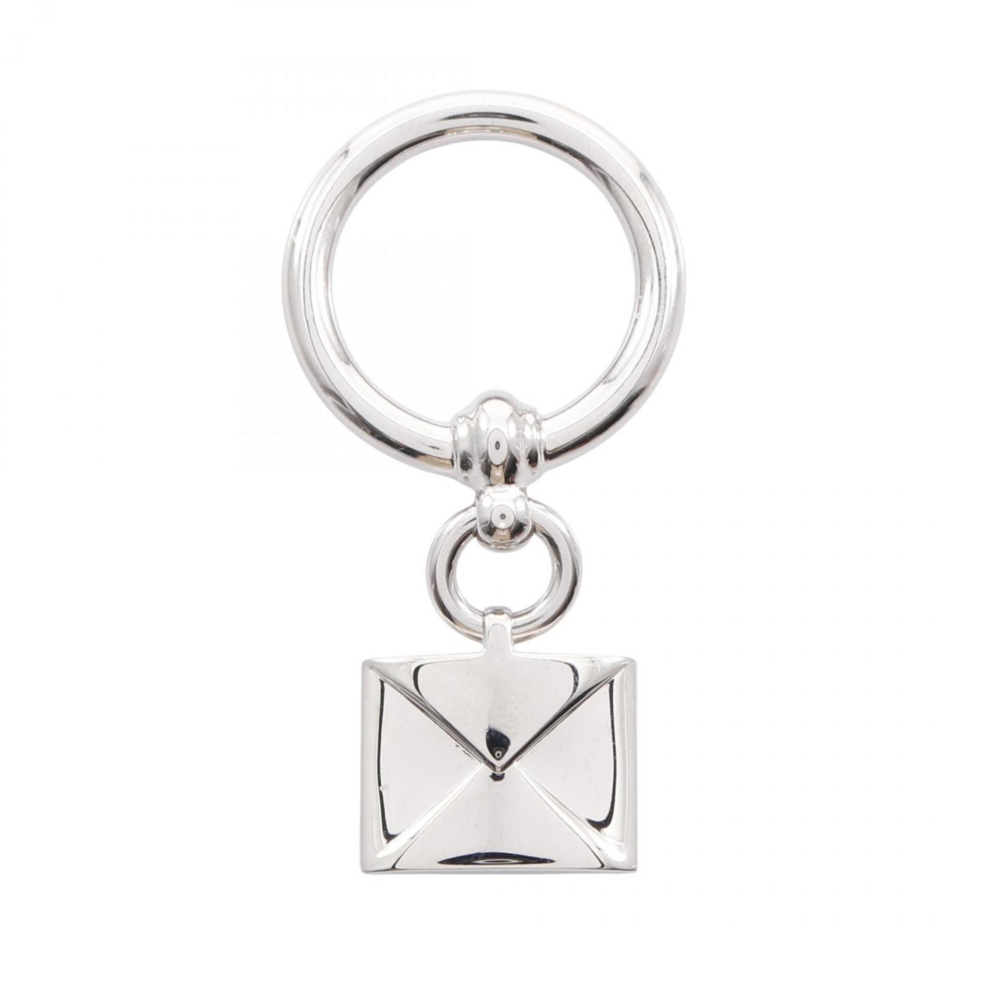 Hermes scarf ring, metal, silver, for women