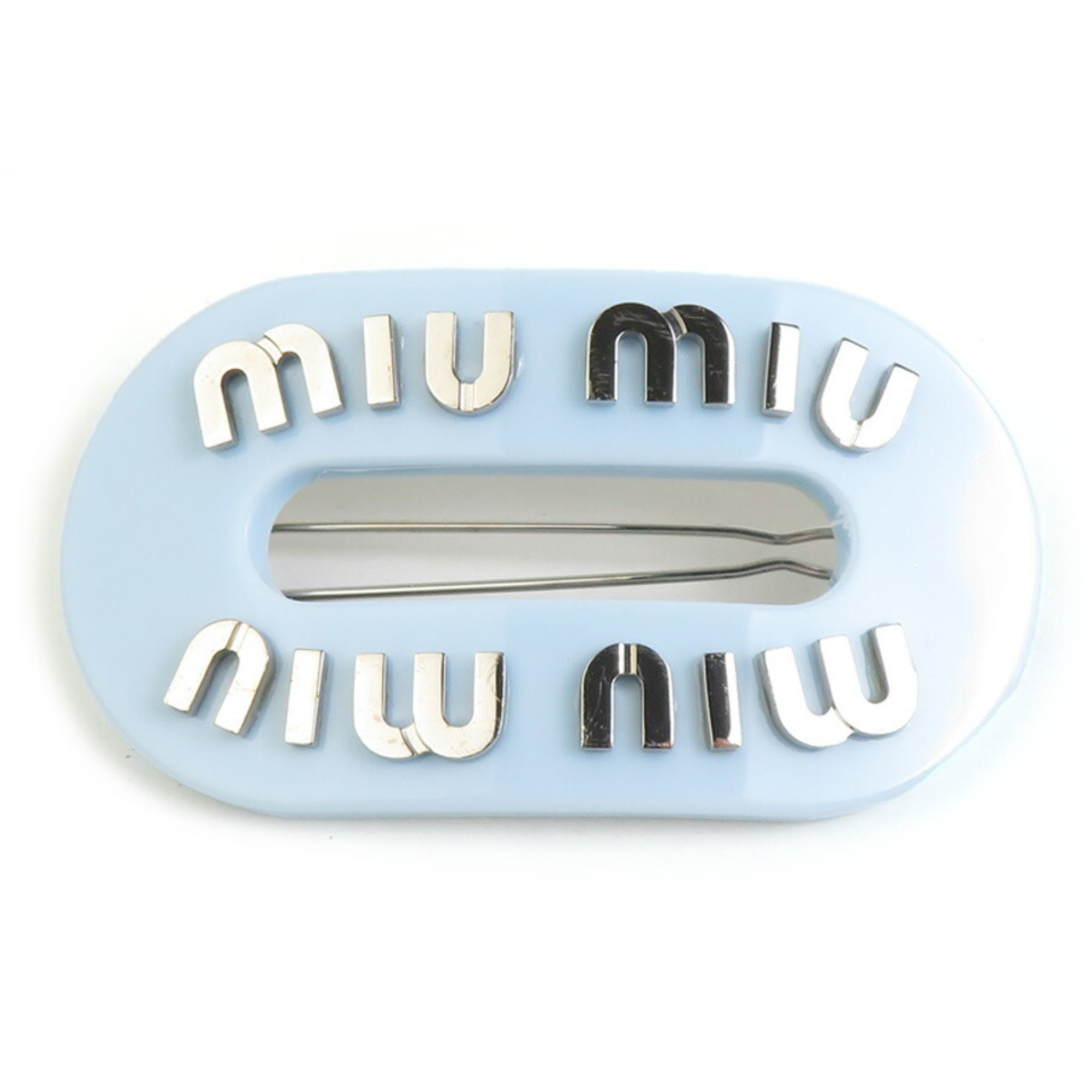 Miu Miu Miu Barrette Hair Accessory Resin Light Blue x Silver Women’s r10646j